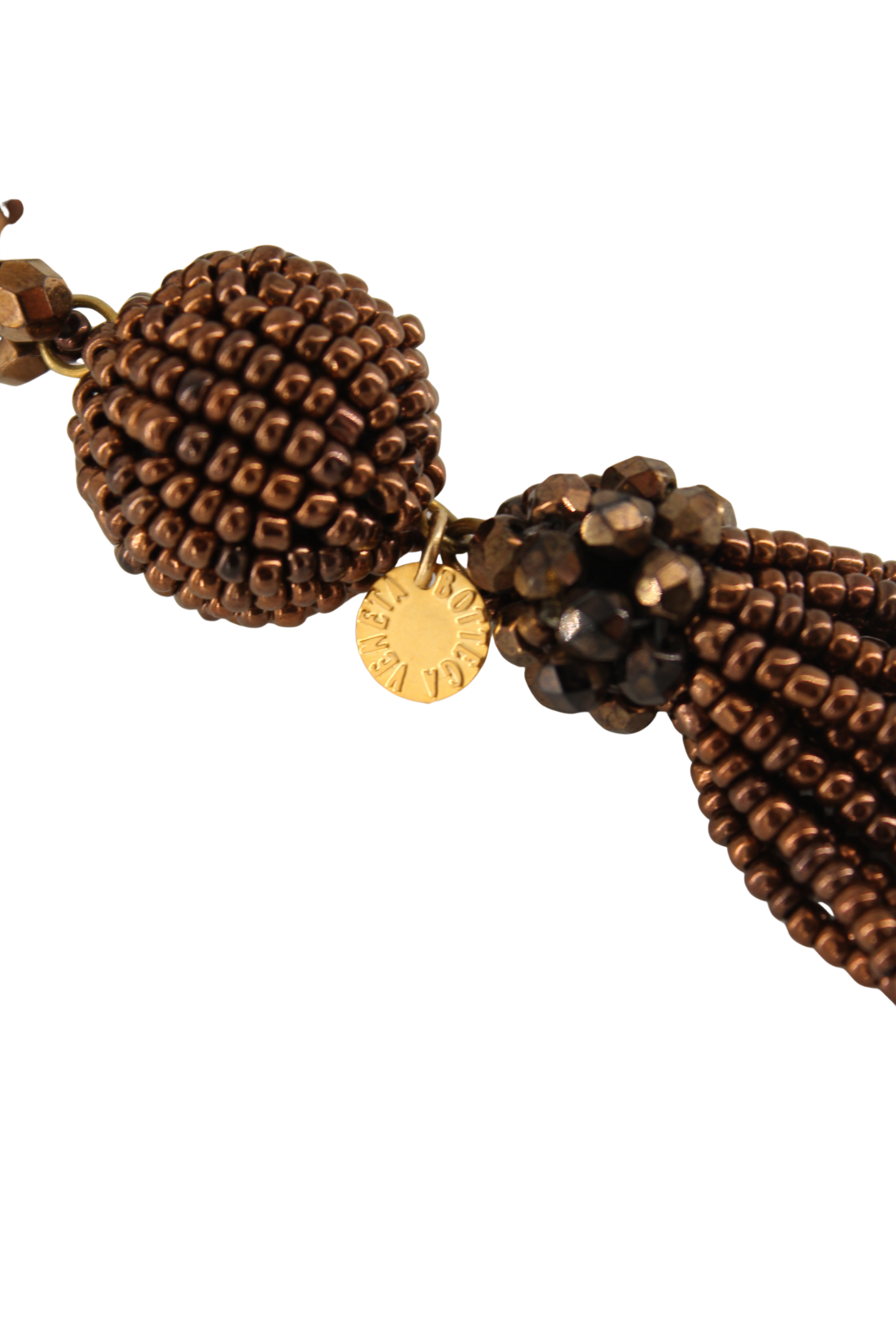 Bottega Veneta <br> 80's vintage bronze glass beaded tassel lariat necklace/belt