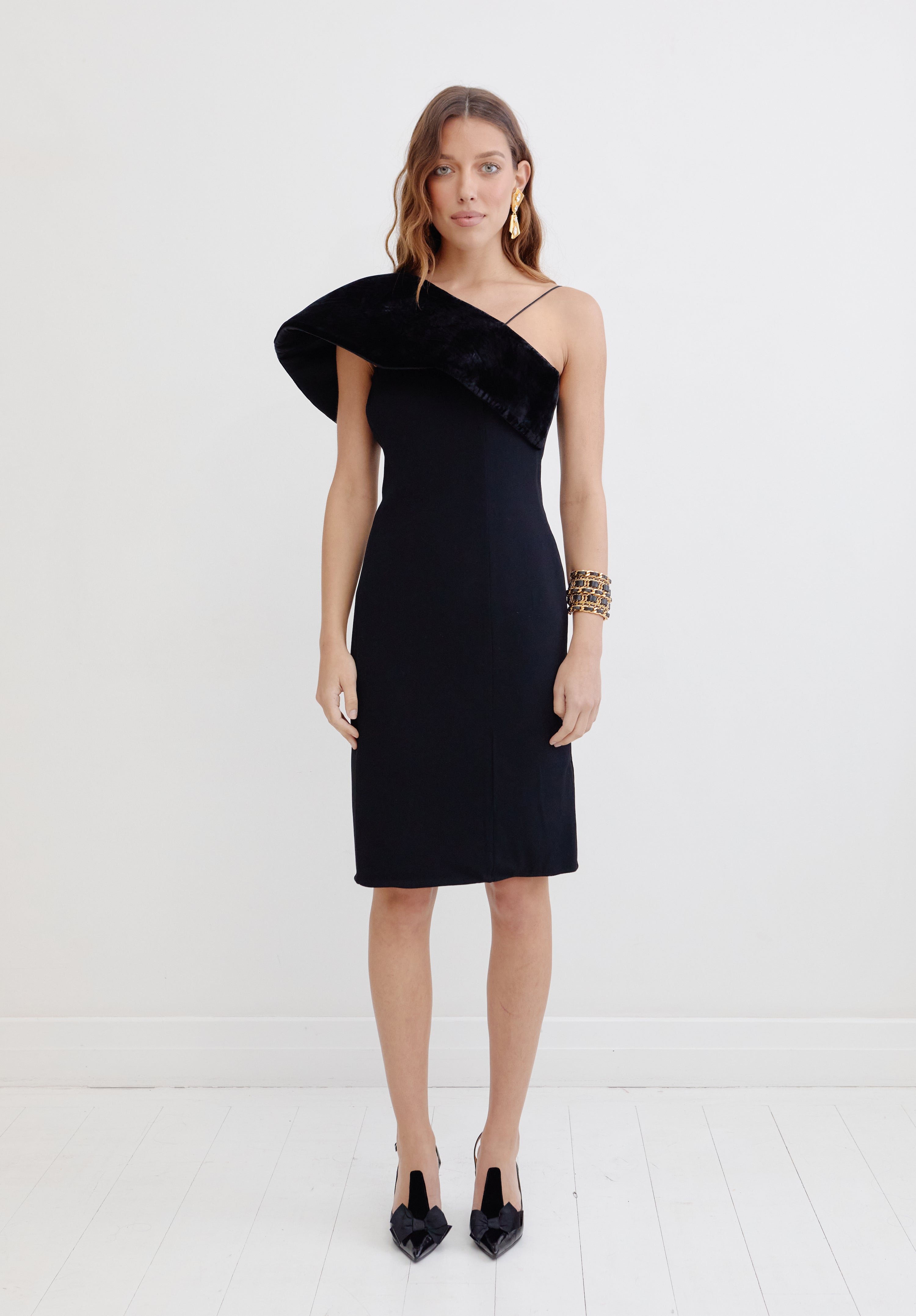 armani one shoulder dress Armani one-shoulder satin dress