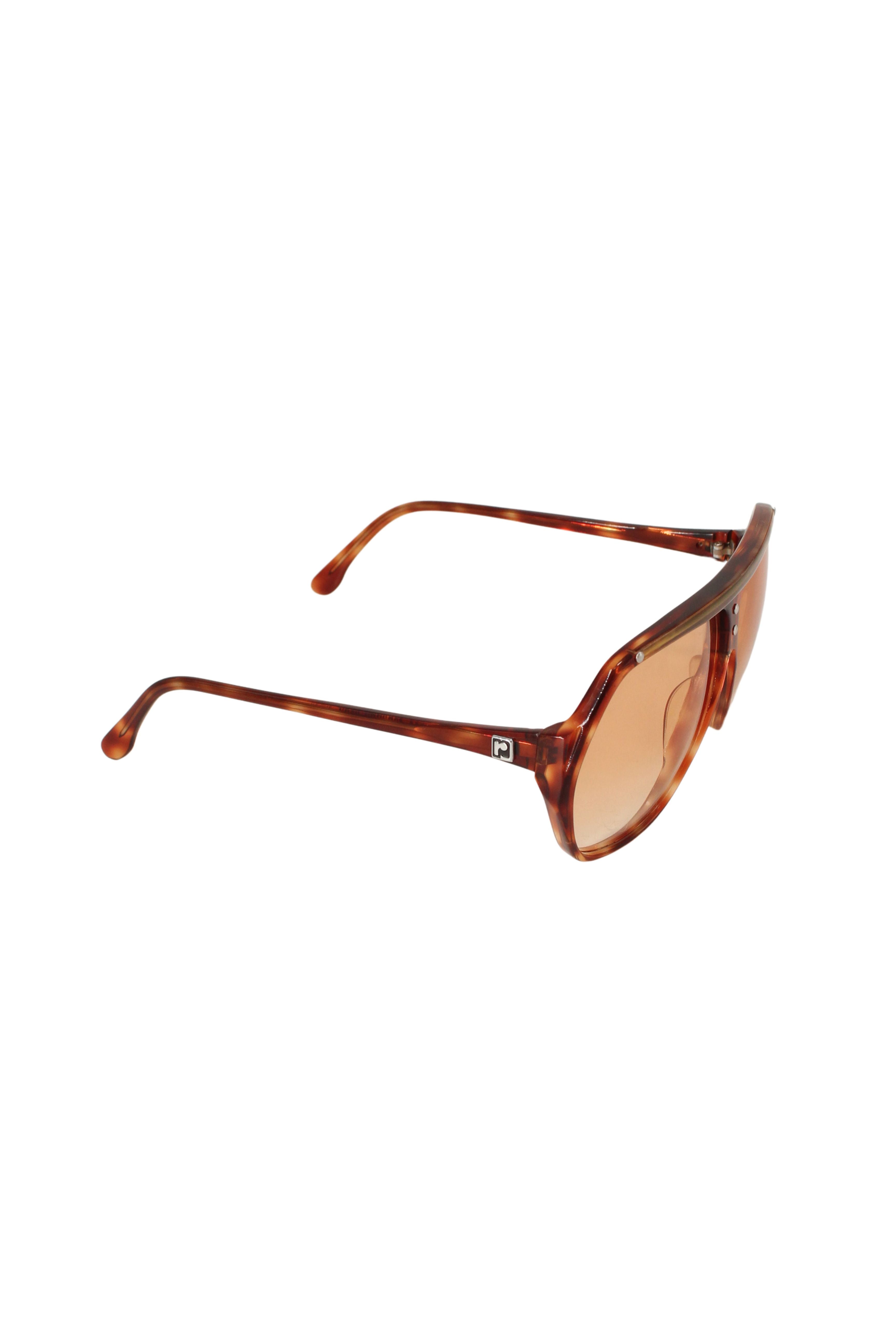 Paco Rabanne <br> 70's aviator tortoiseshell amber lense sunglasses