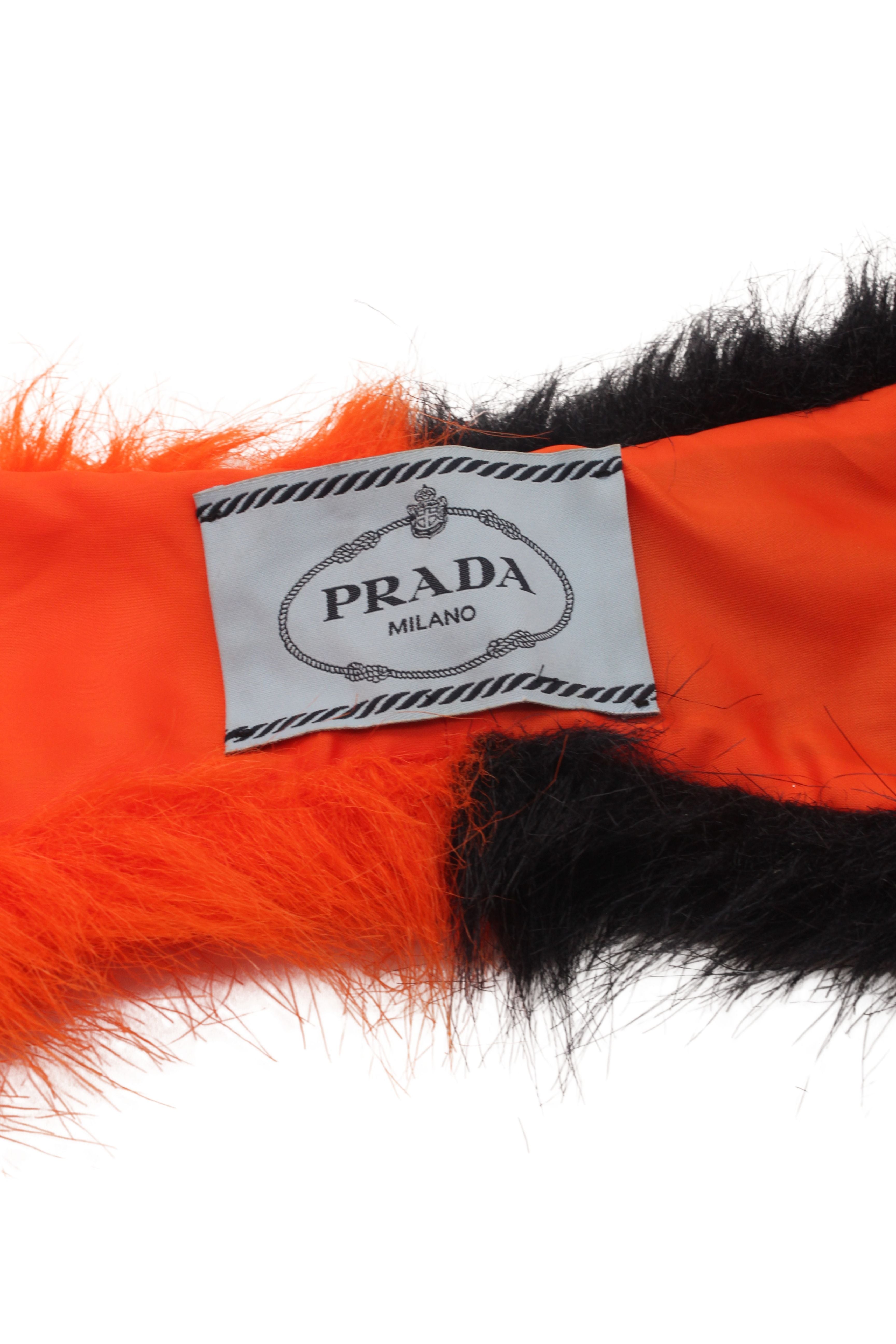 Prada <br> S/S 2011 orange & black faux fur scarf