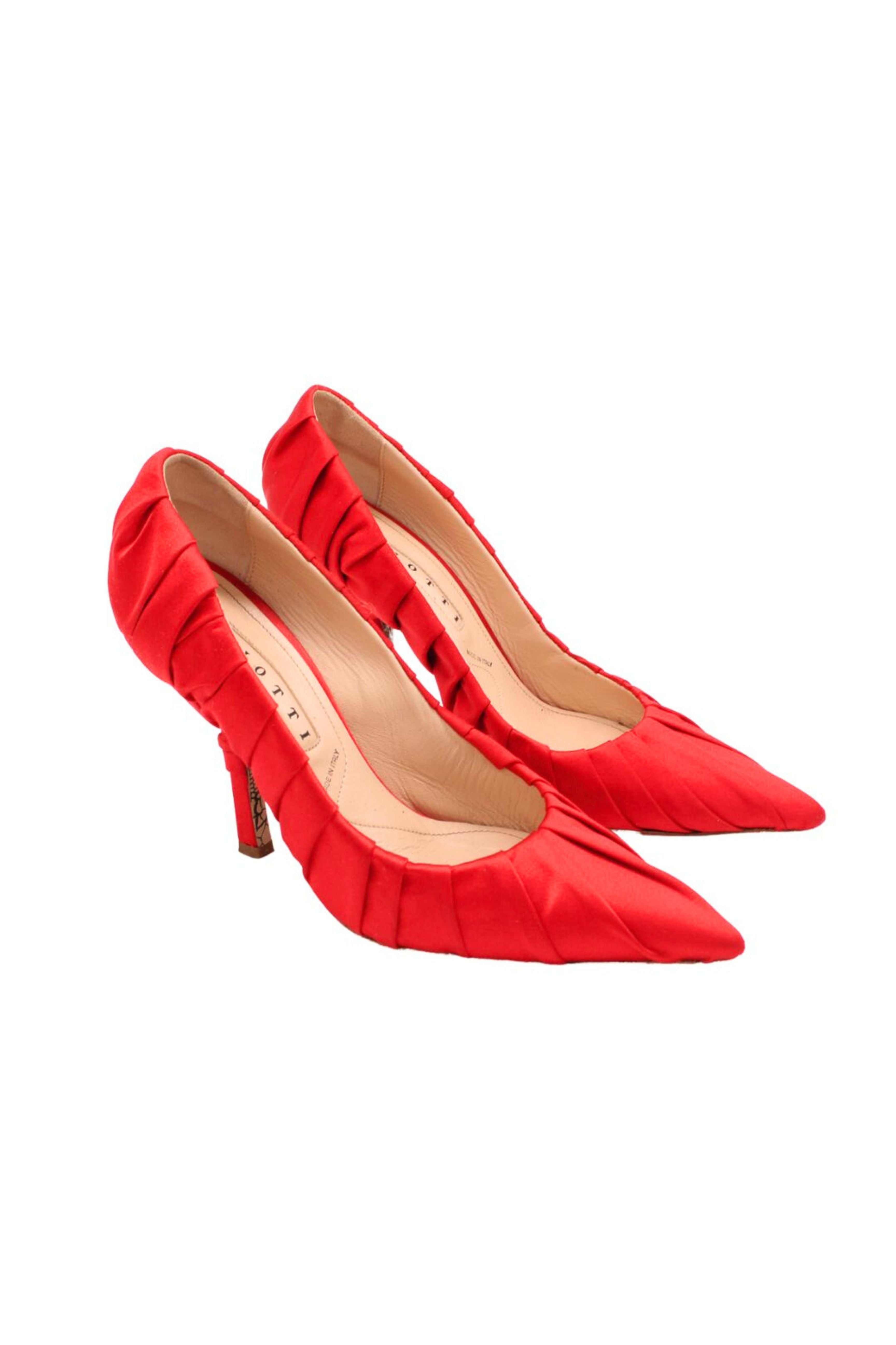 Cesare Paciotti <br> 2000's scarlet silk wrapped pumps