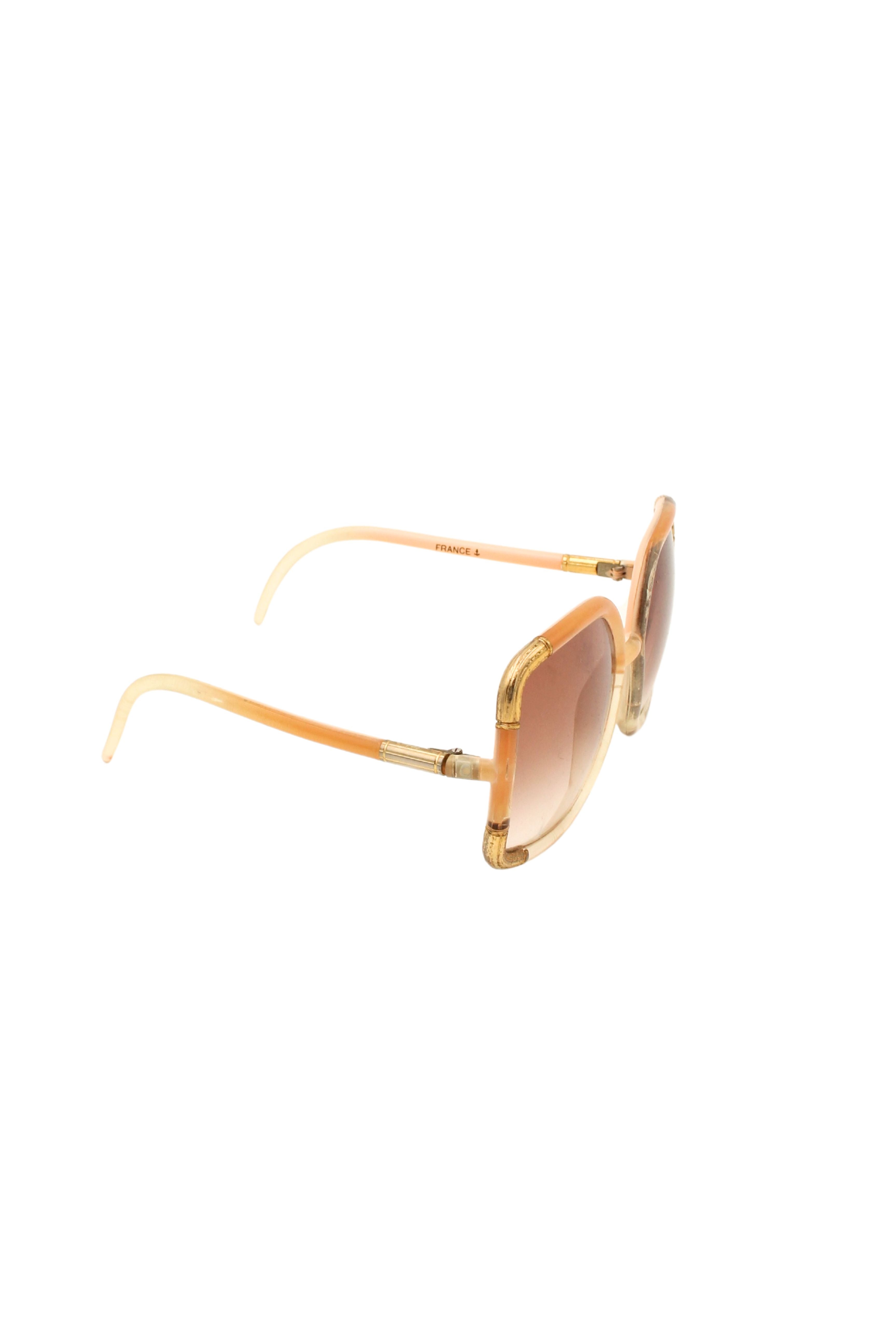 Ted Lapidus <br> 1970's peach & gold oversized sunglasses