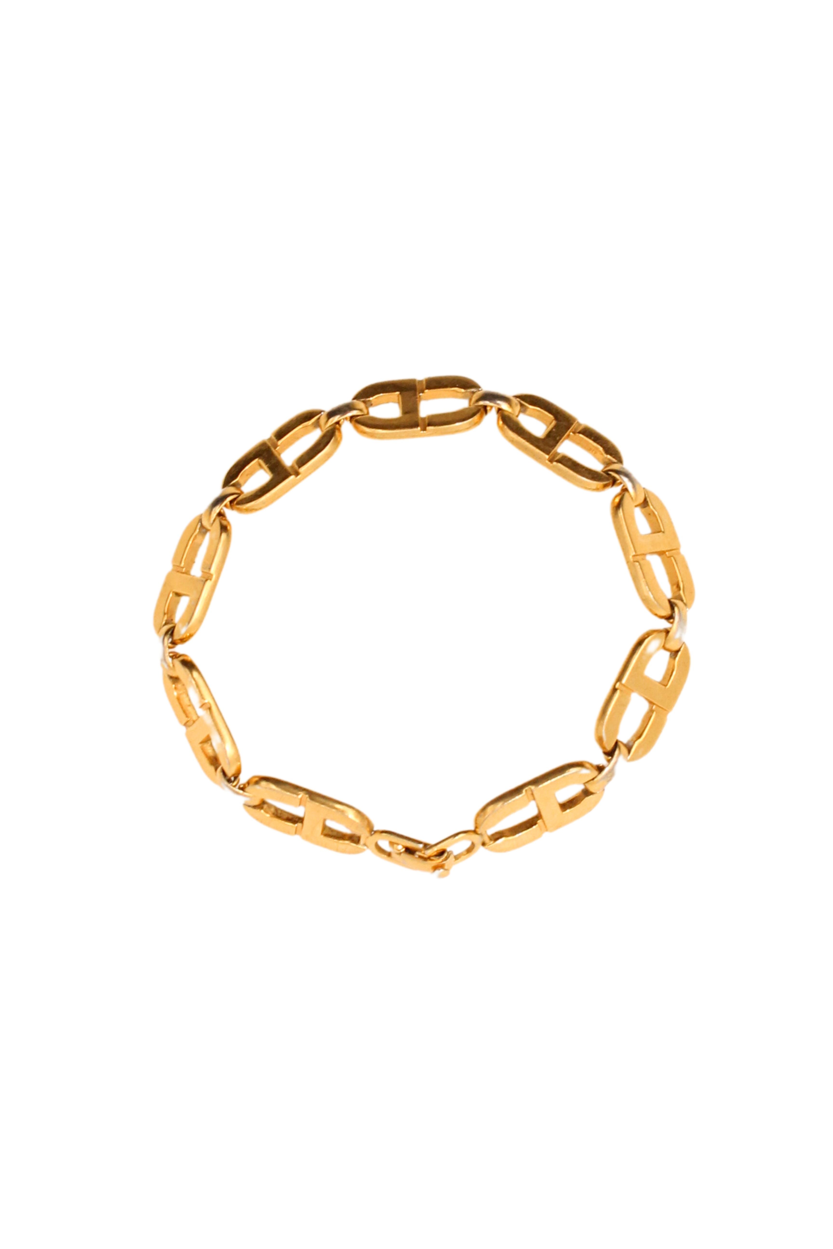 Christian Dior <br> 70's gold plated CD logo chain bracelet