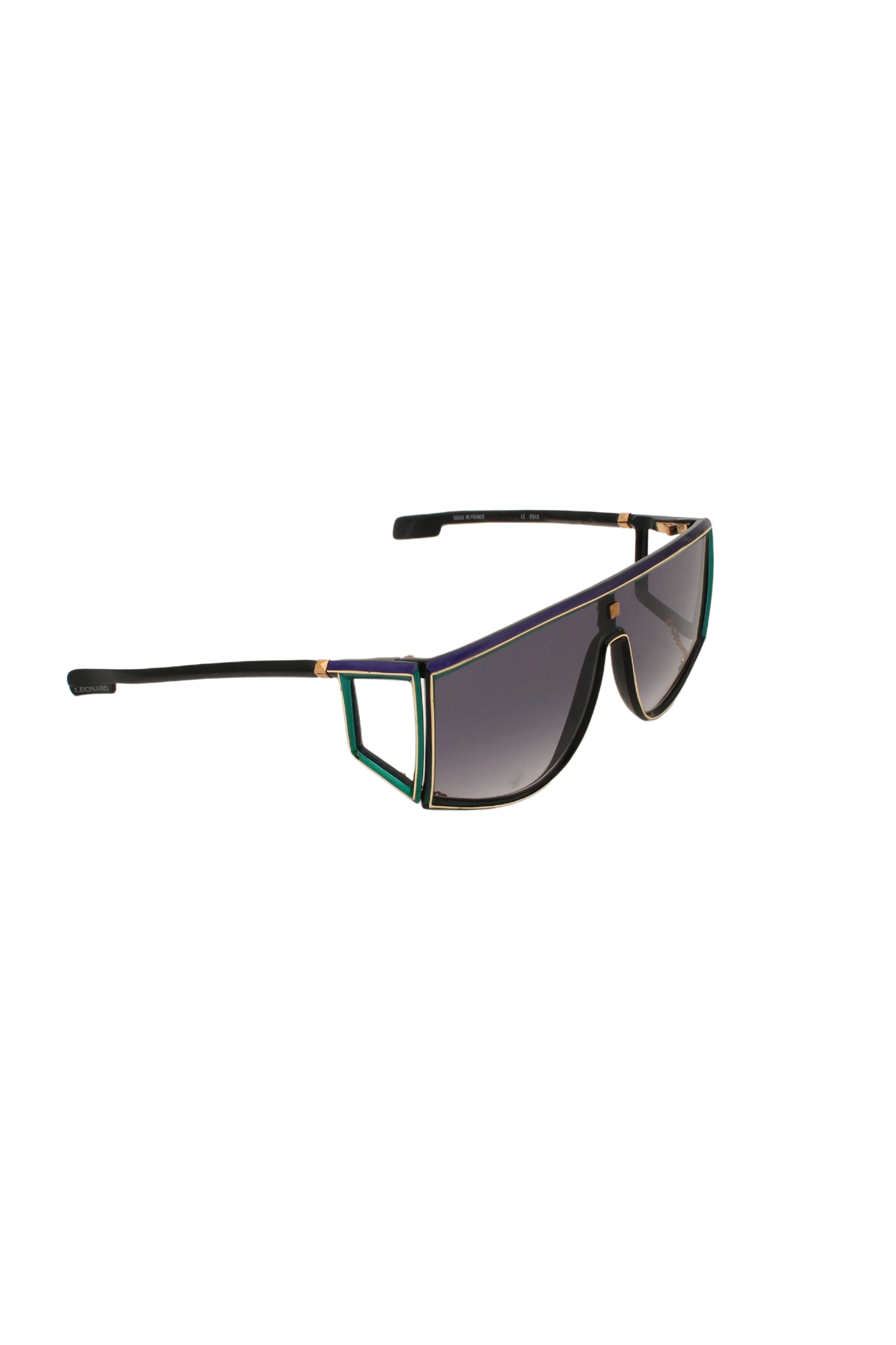 Leonard Paris <br> 80's visor sunglasses with studs & cut-out arms