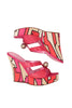 Emilio Pucci <br> 2000's printed satin & patent wedges with crystal details