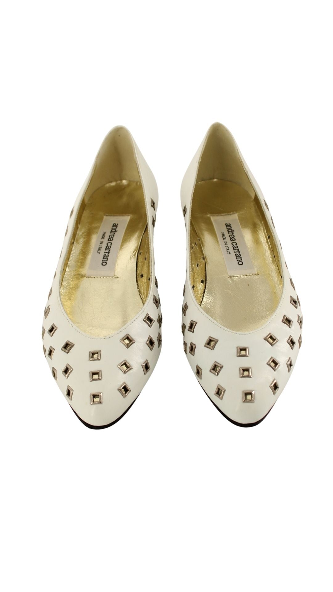 Andrea Carrano <br> 1980's deadstock leather flats with silver grommets
