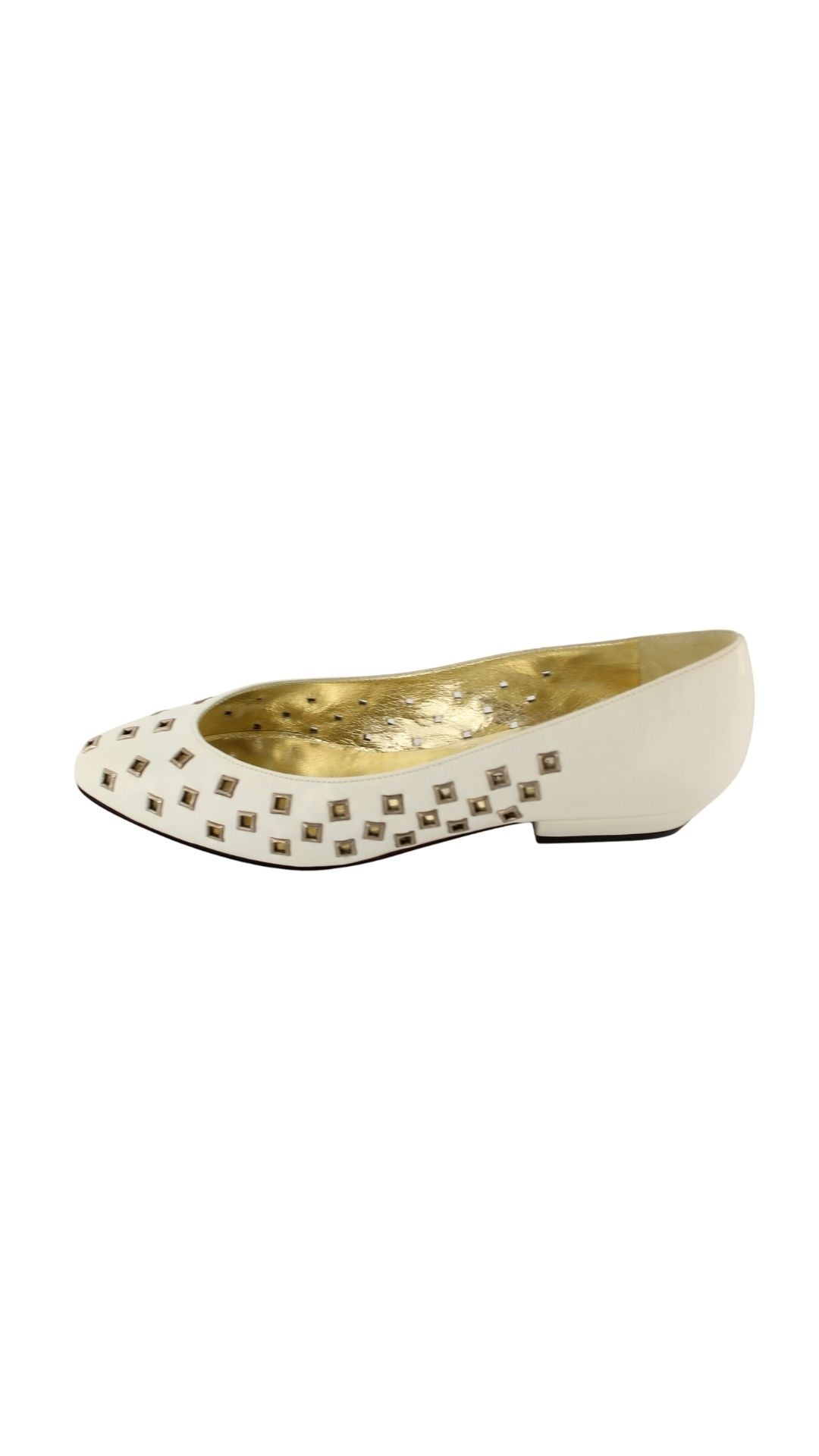 Andrea Carrano <br> 1980's deadstock leather flats with silver grommets