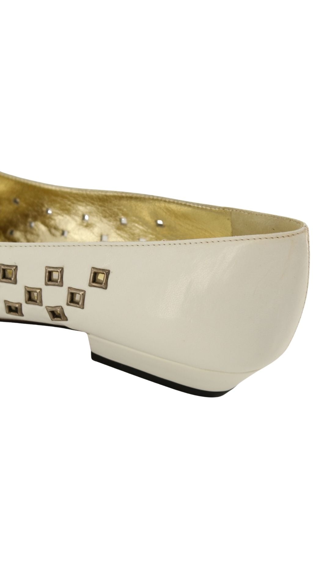 Andrea Carrano <br> 1980's deadstock leather flats with silver grommets