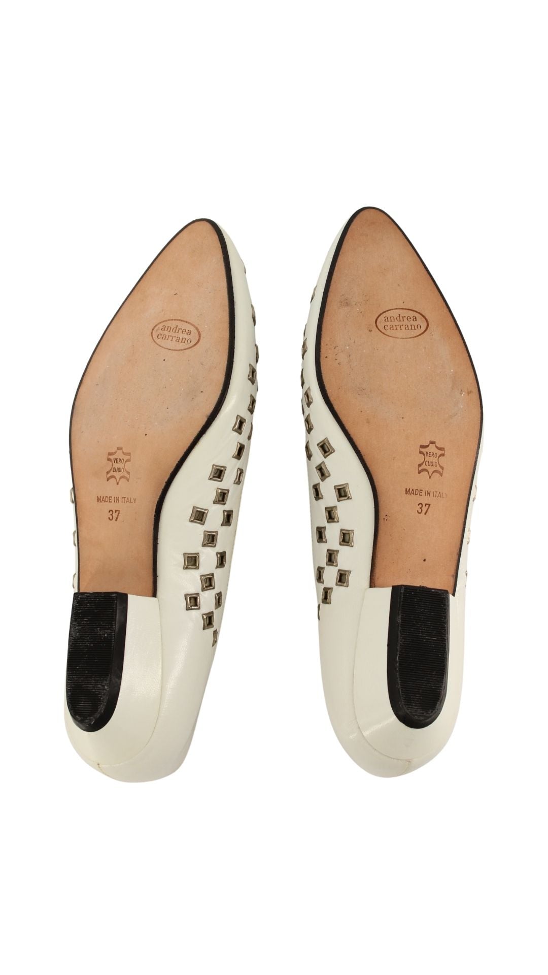 Andrea Carrano <br> 1980's deadstock leather flats with silver grommets