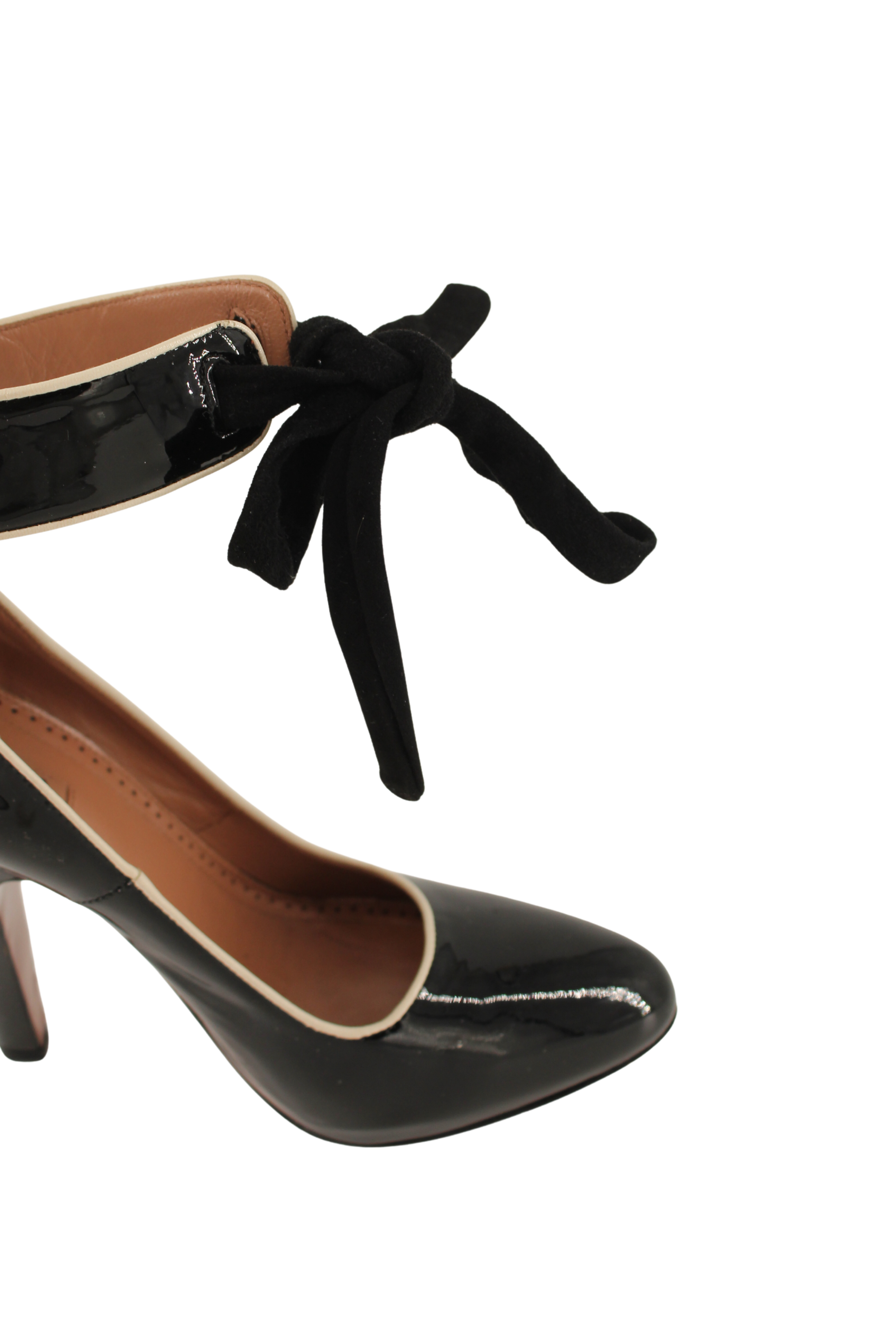 Azzedine Alaïa <br> Patent leather Mary Jane ribbon tie pumps