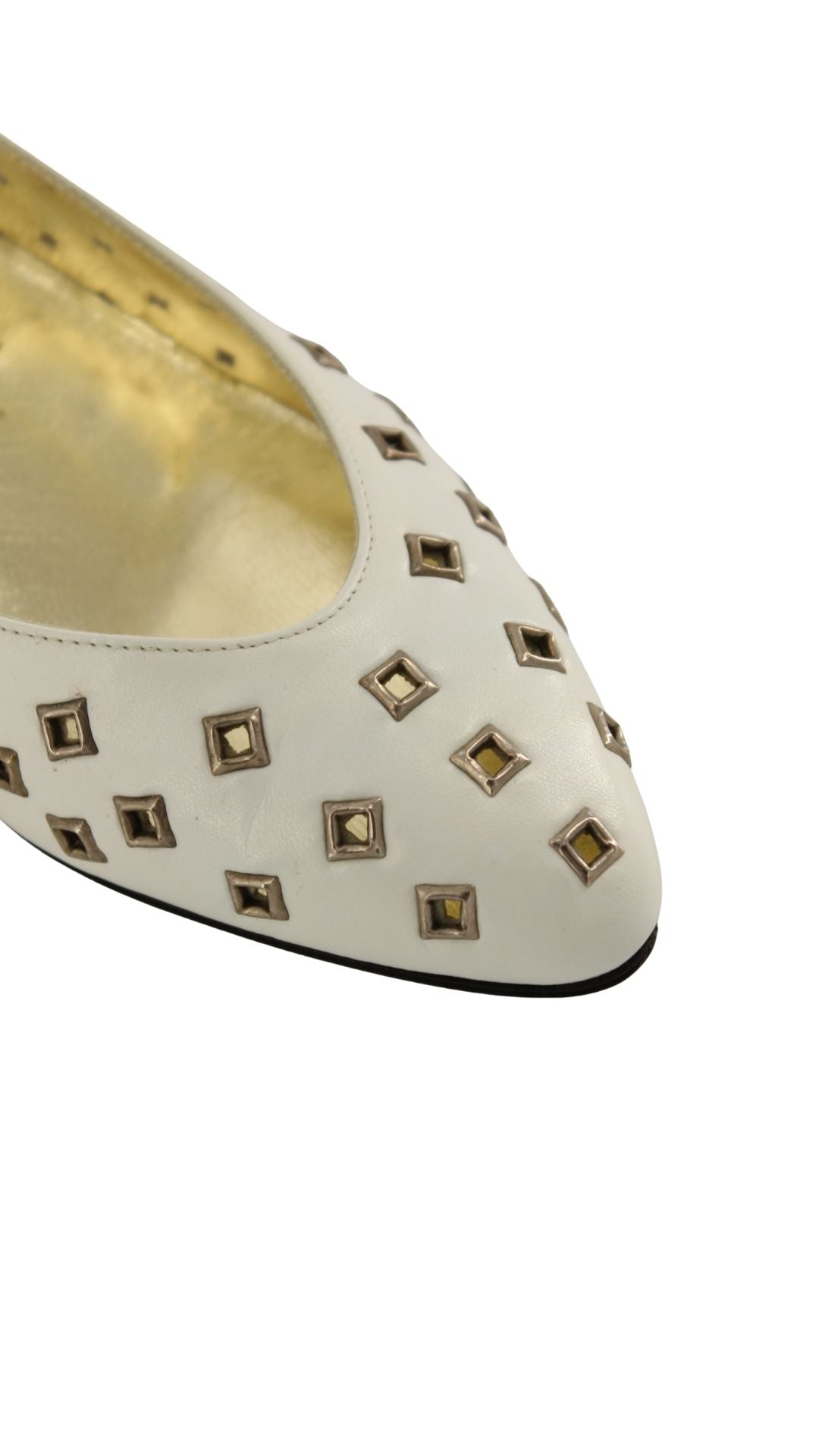 Andrea Carrano <br> 1980's deadstock leather flats with silver grommets