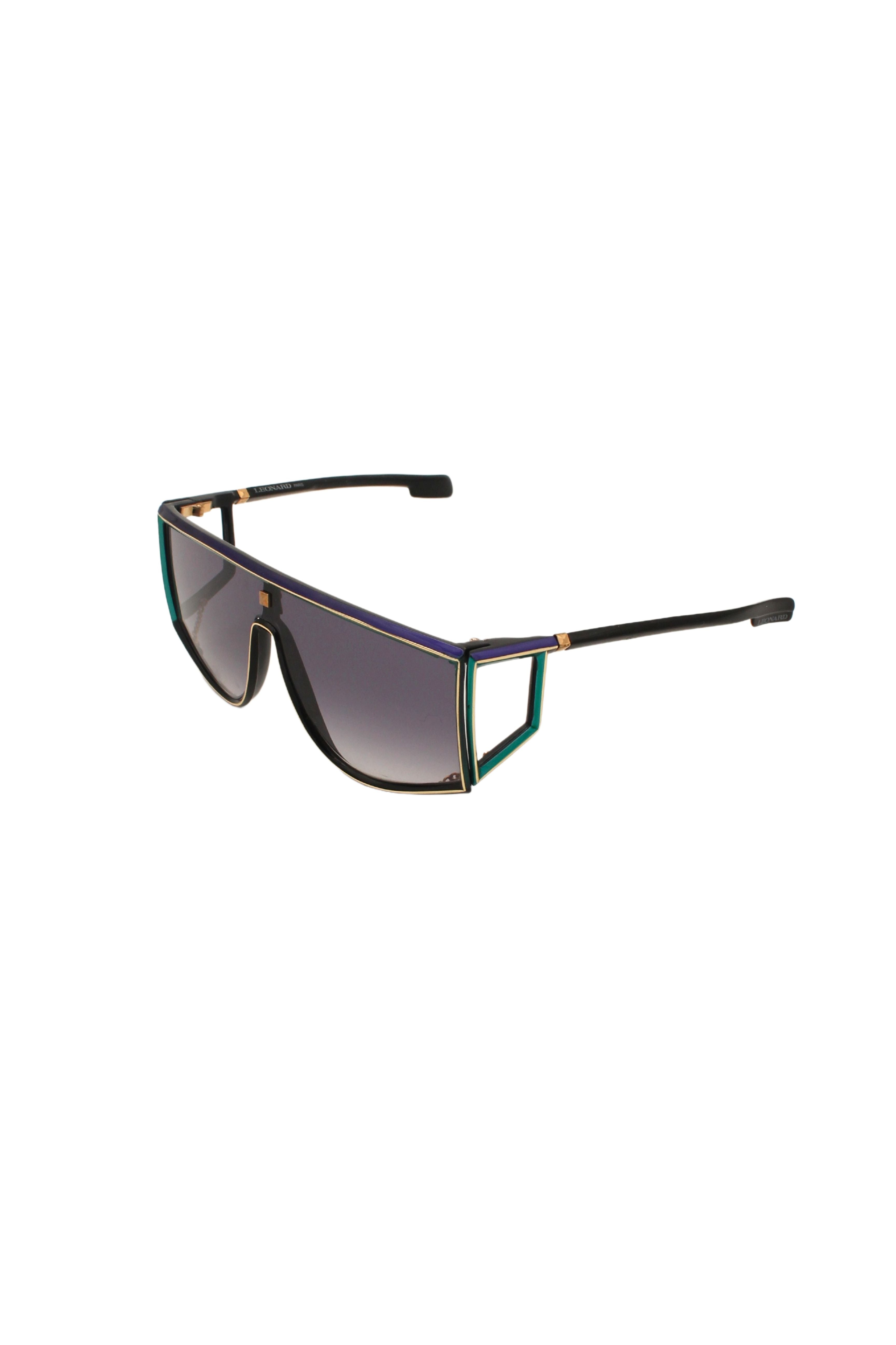 Leonard Paris <br> 80's visor sunglasses with studs & cut-out arms