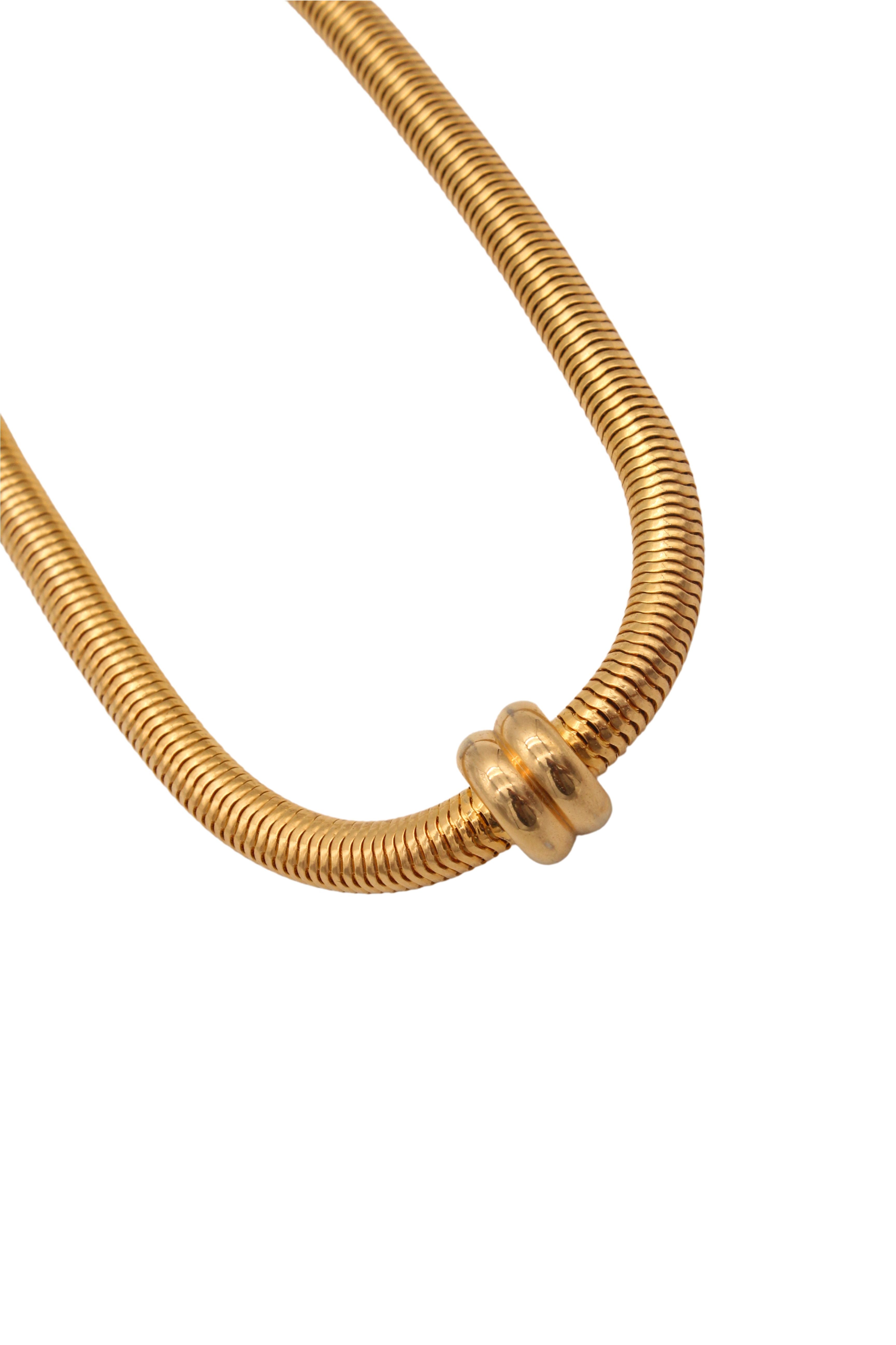 Yves Saint Laurent <br> 80's gold plated flexible snake chain necklace