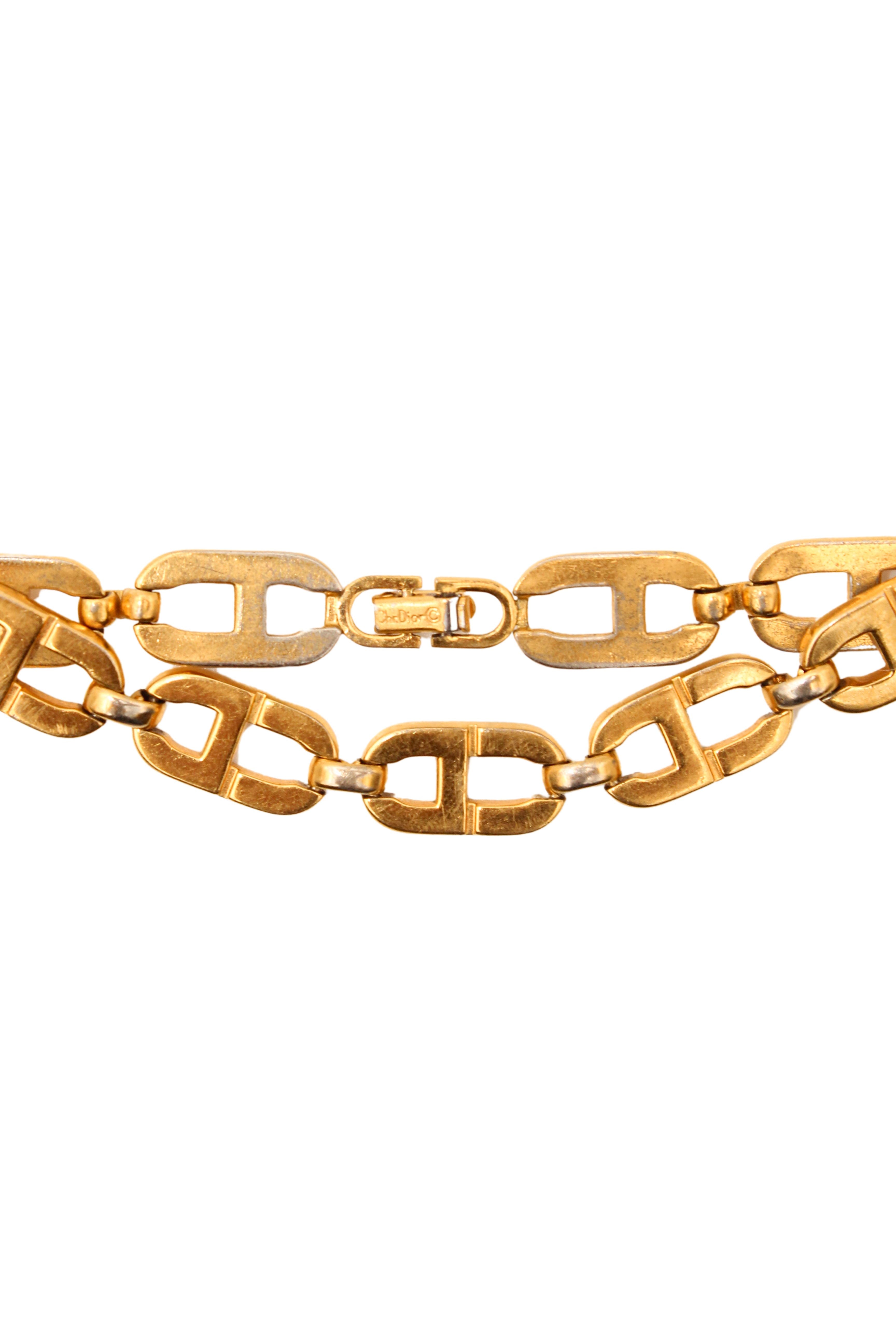 Christian Dior <br> 70's gold plated CD logo chain bracelet