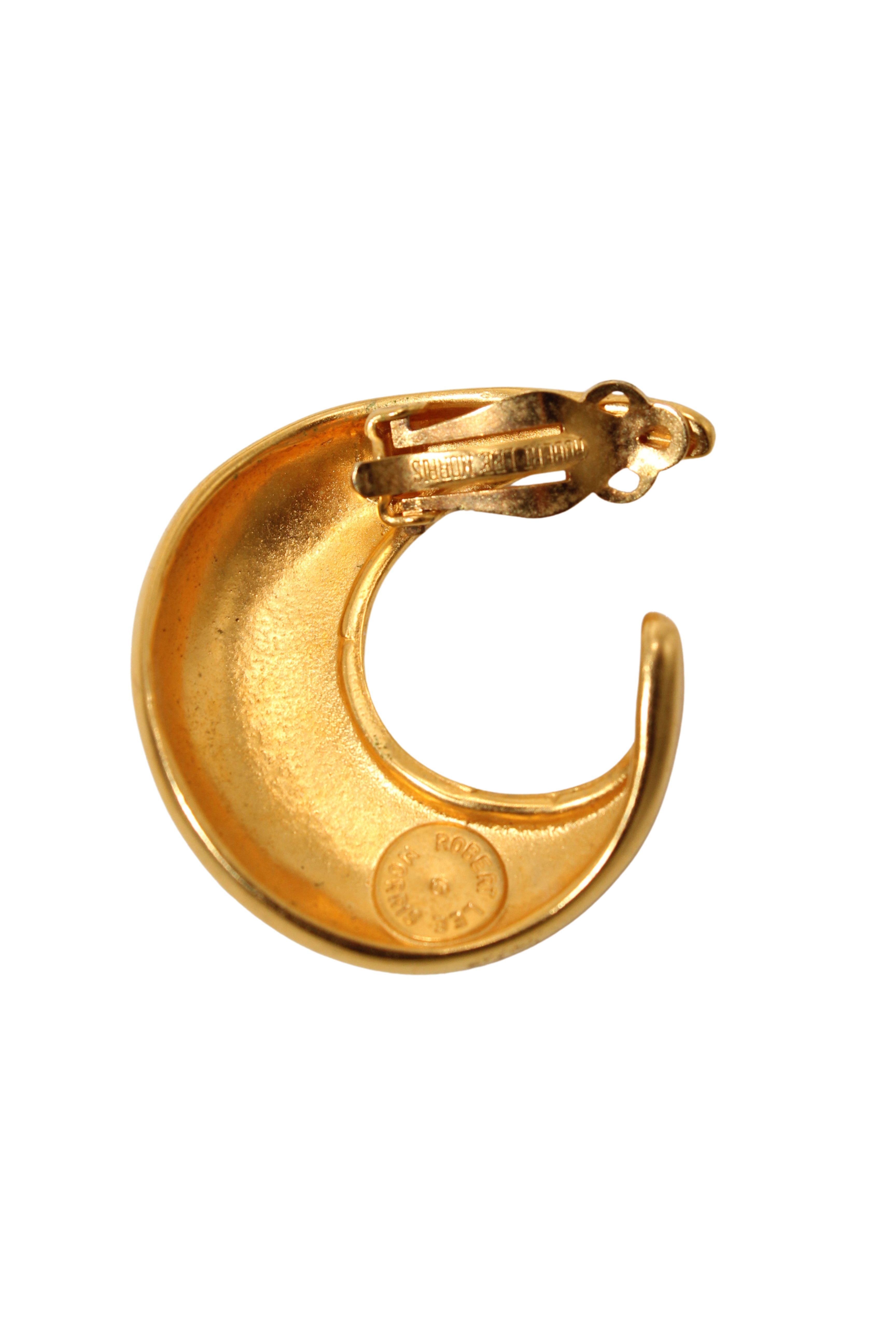Robert Lee Morris <br> 80's sculptural matte gold clip-on earrings