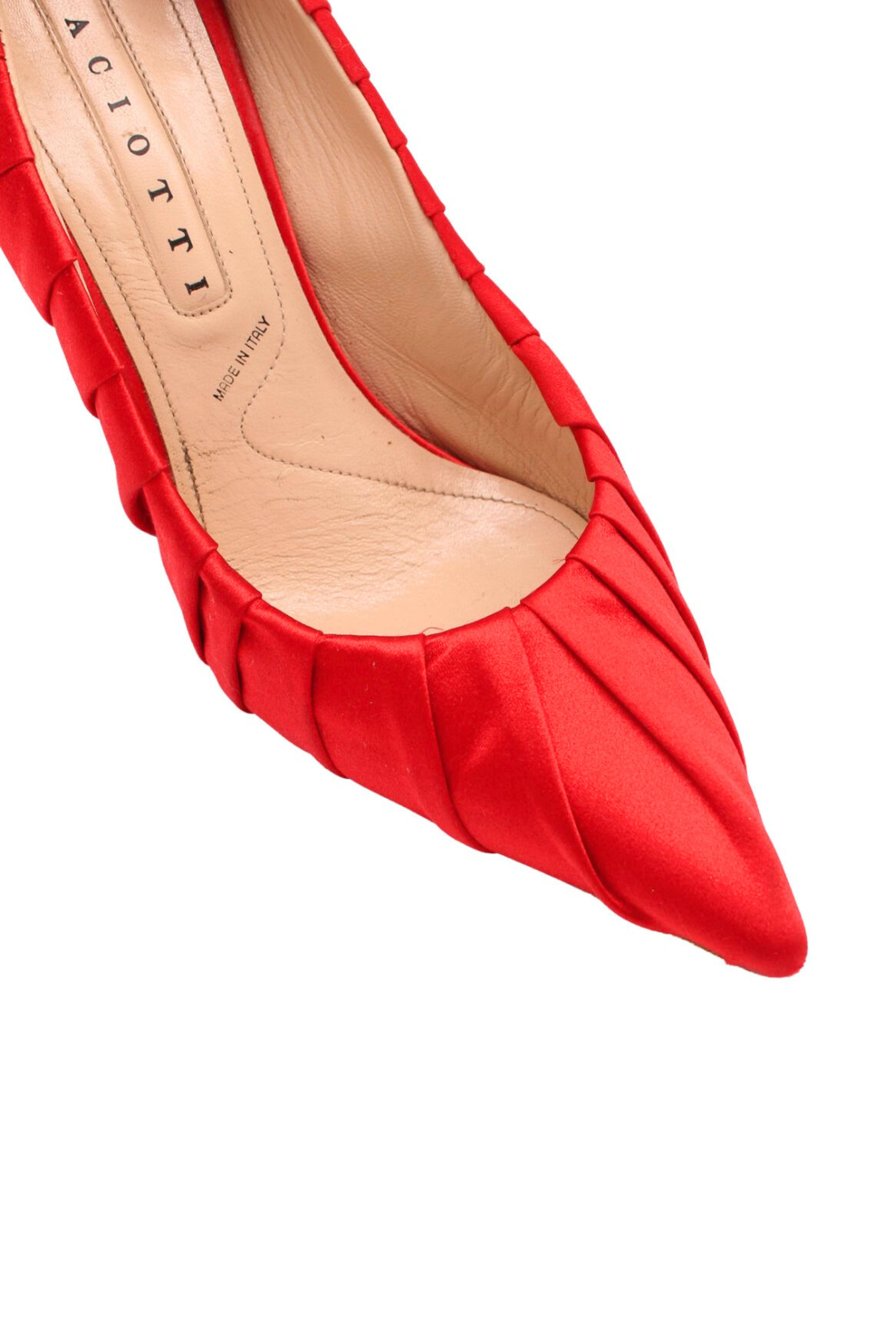 Cesare Paciotti <br> 2000's scarlet silk wrapped pumps