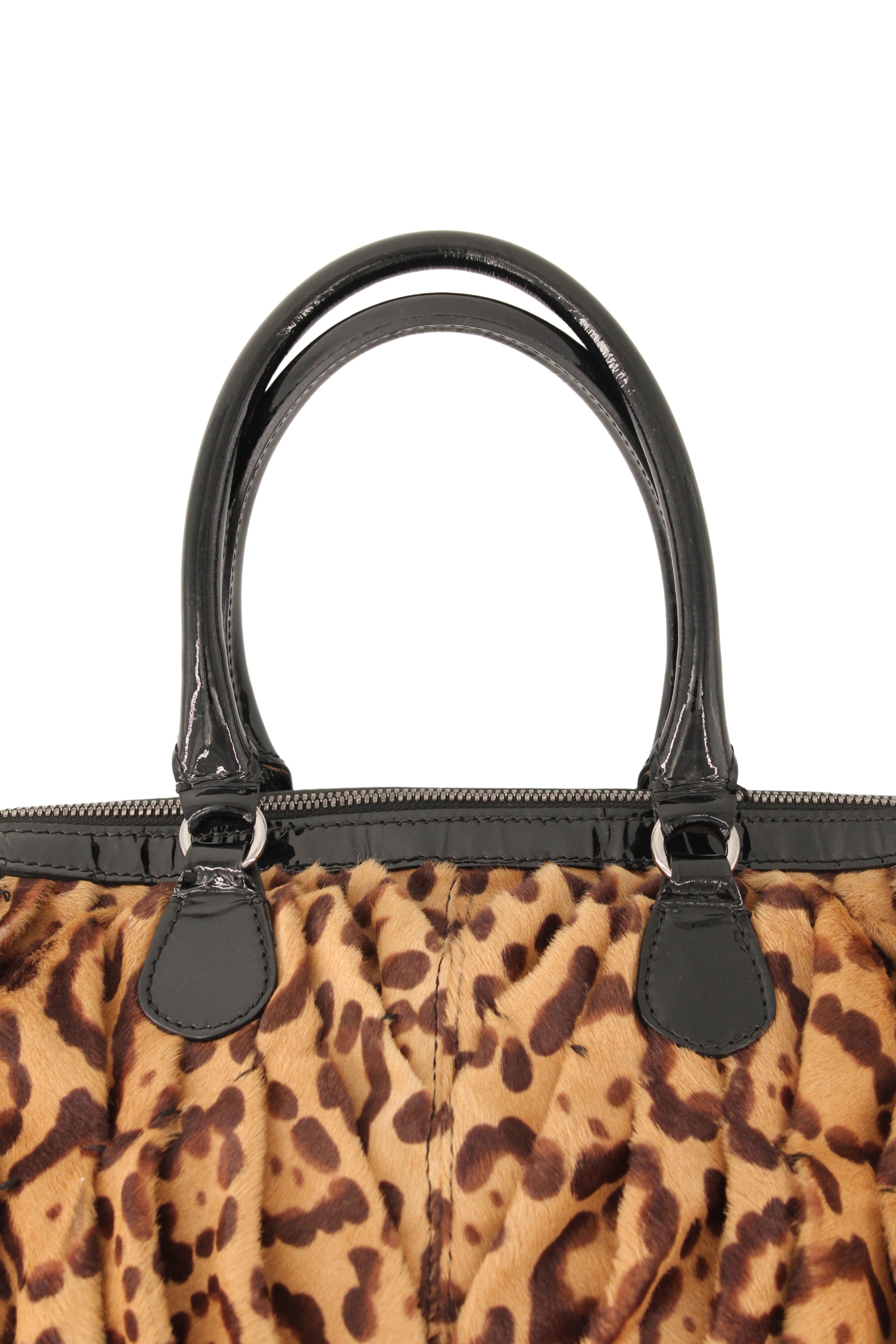 Valentino <br> 2000's leopard print pony hair top handle bag