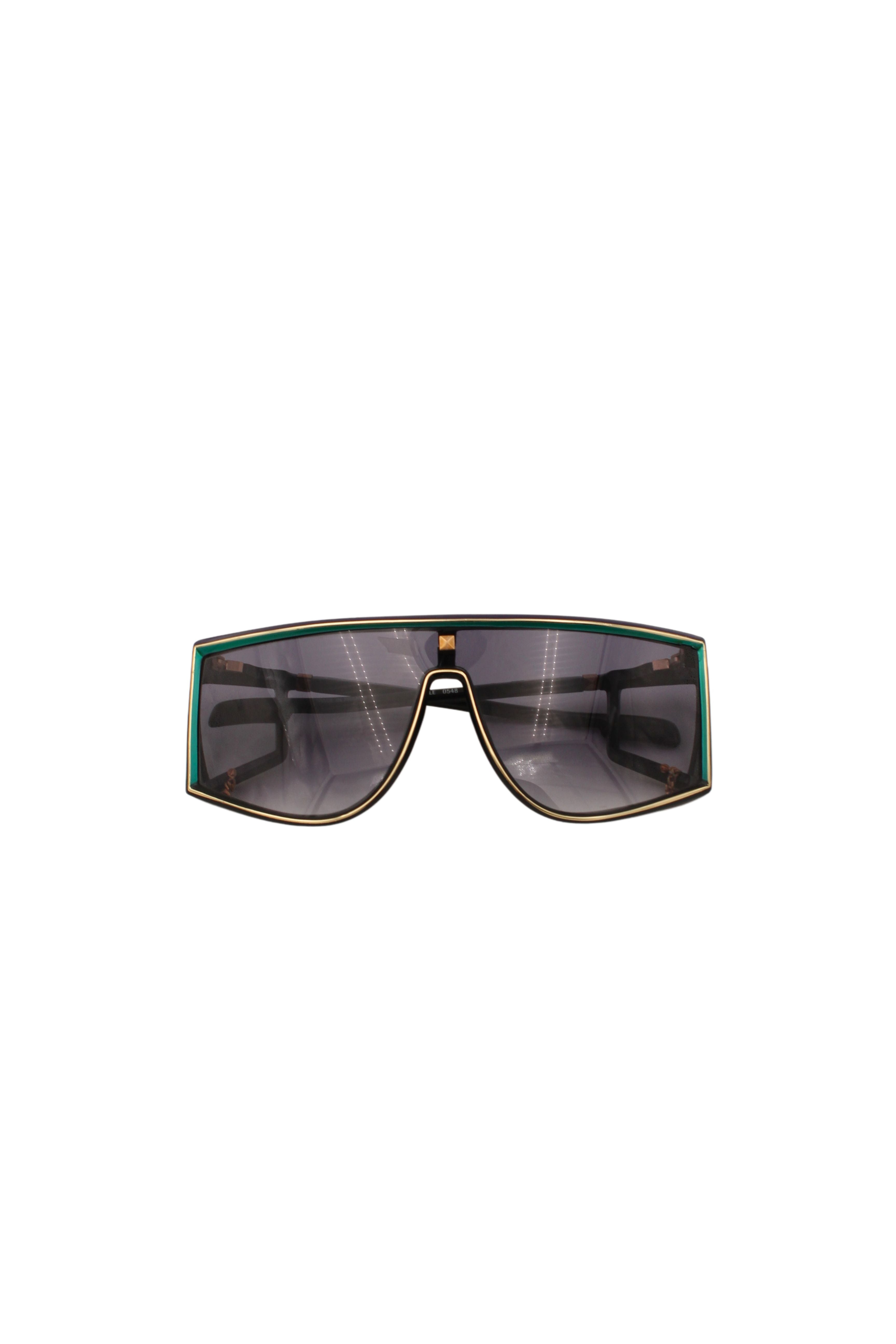 Leonard Paris <br> 80's visor sunglasses with studs & cut-out arms