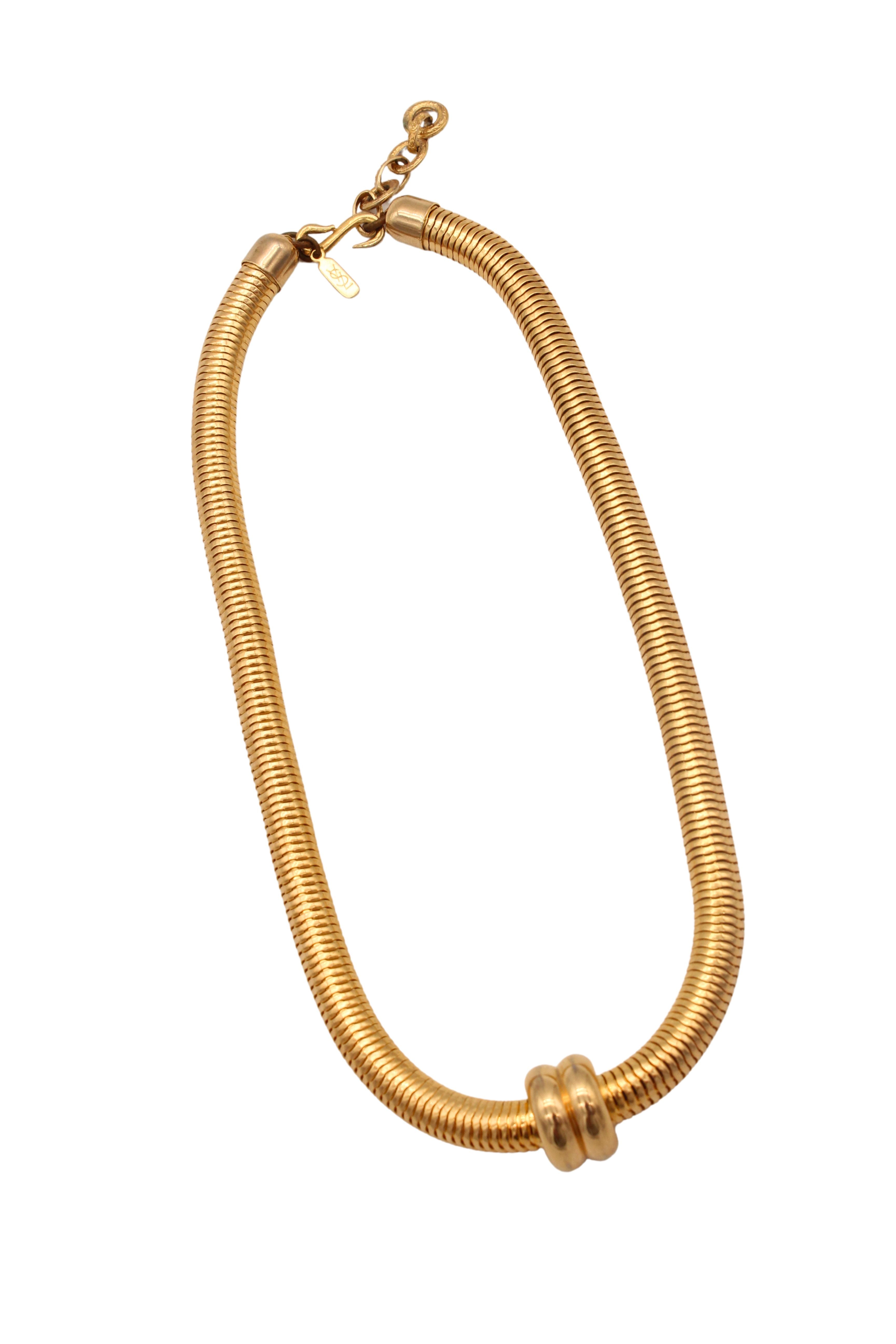 Yves Saint Laurent <br> 80's gold plated flexible snake chain necklace