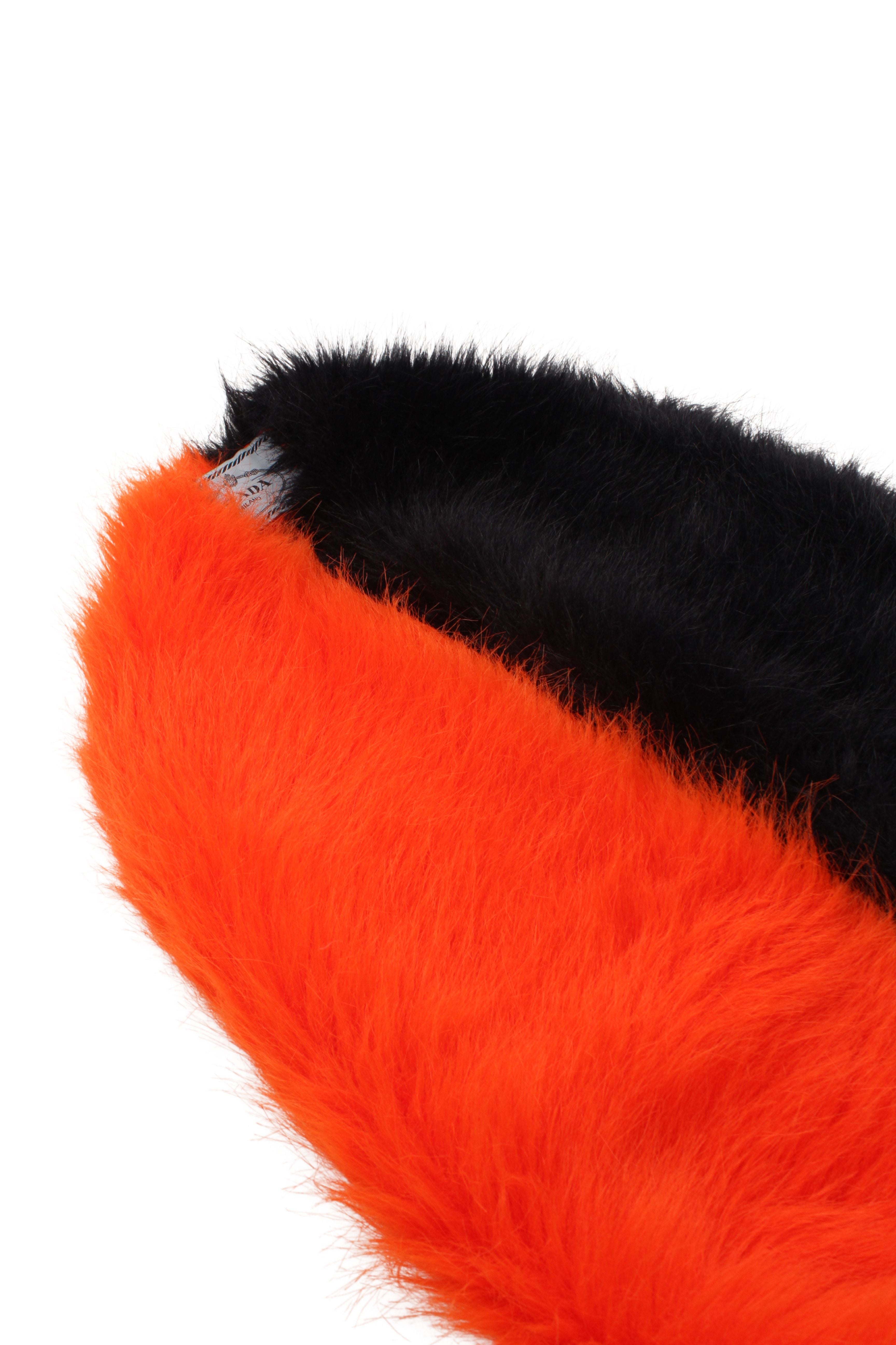 Prada <br> S/S 2011 orange & black faux fur scarf