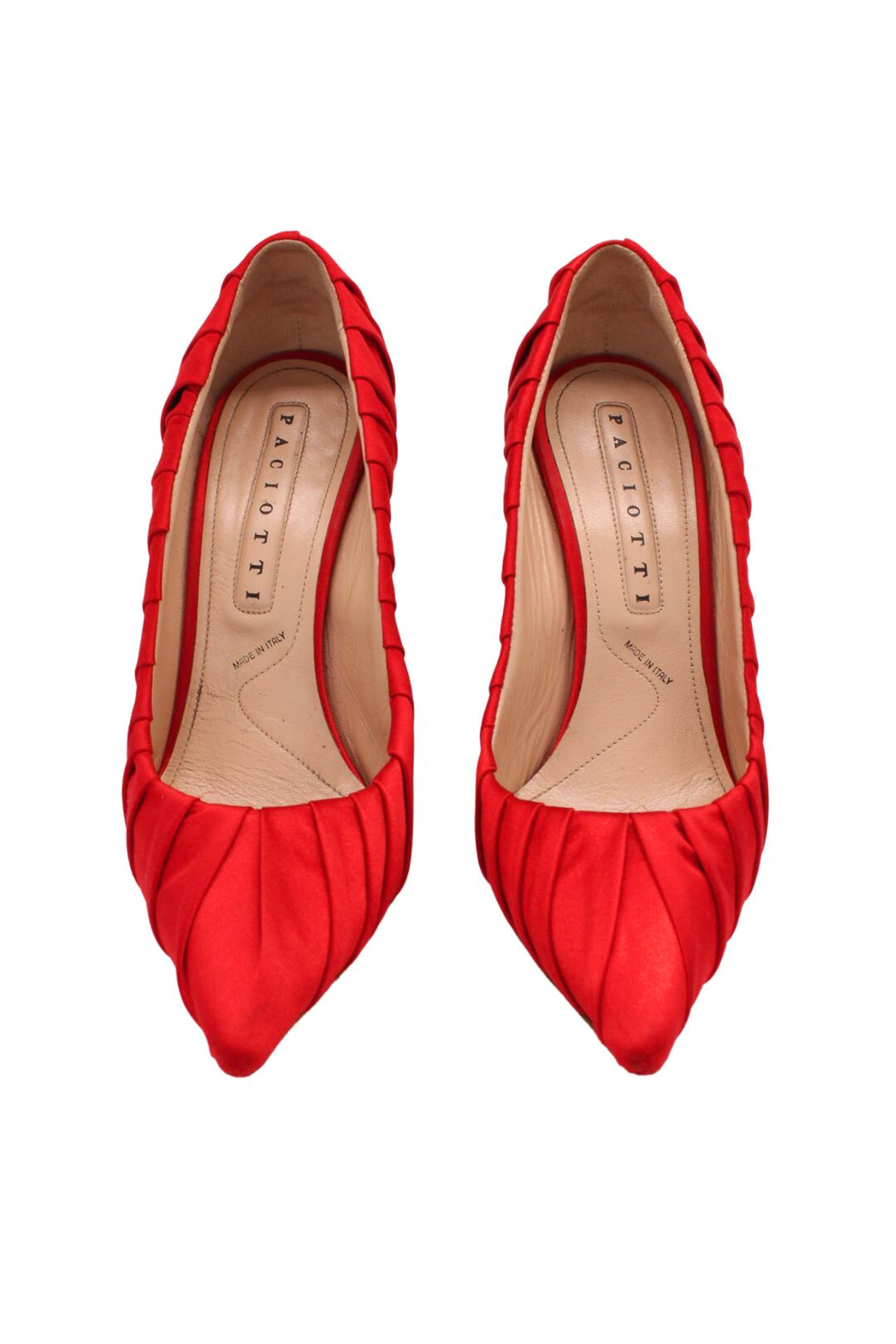 Cesare Paciotti <br> 2000's scarlet silk wrapped pumps
