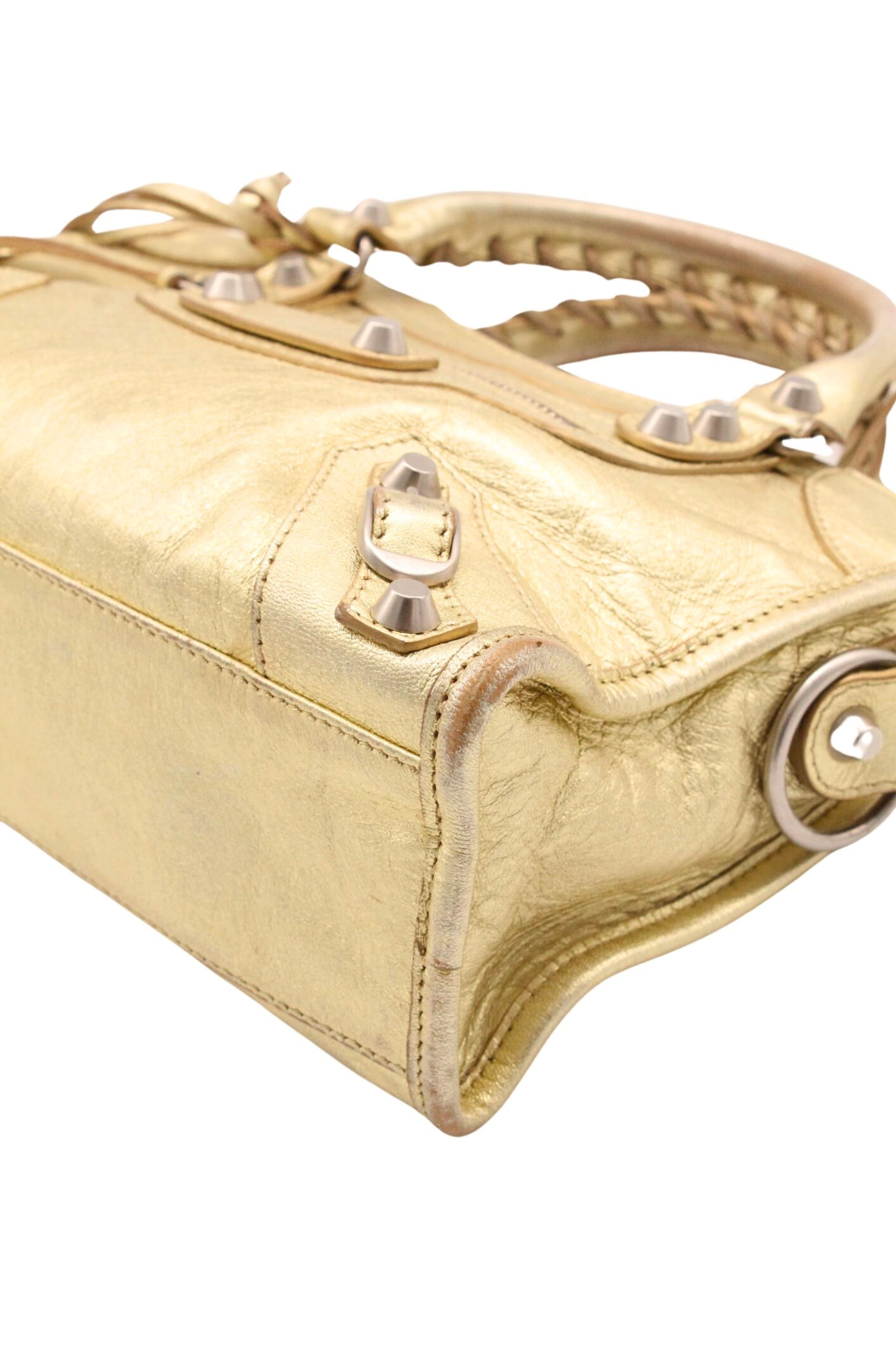 Balenciaga <br> 2000's metallic gold leather City Mini bag