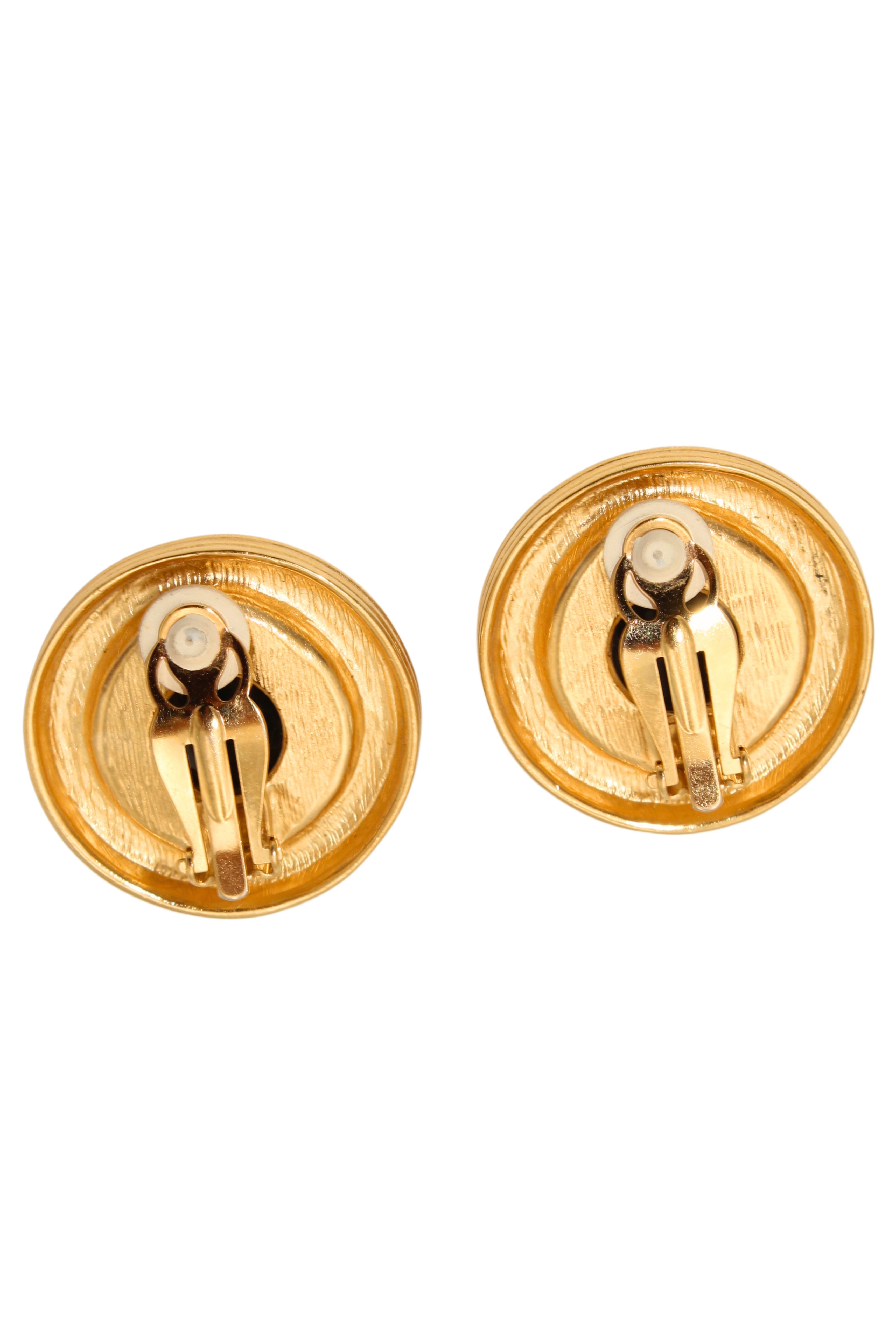 Givenchy <br> 80's oversized logo disc earrings