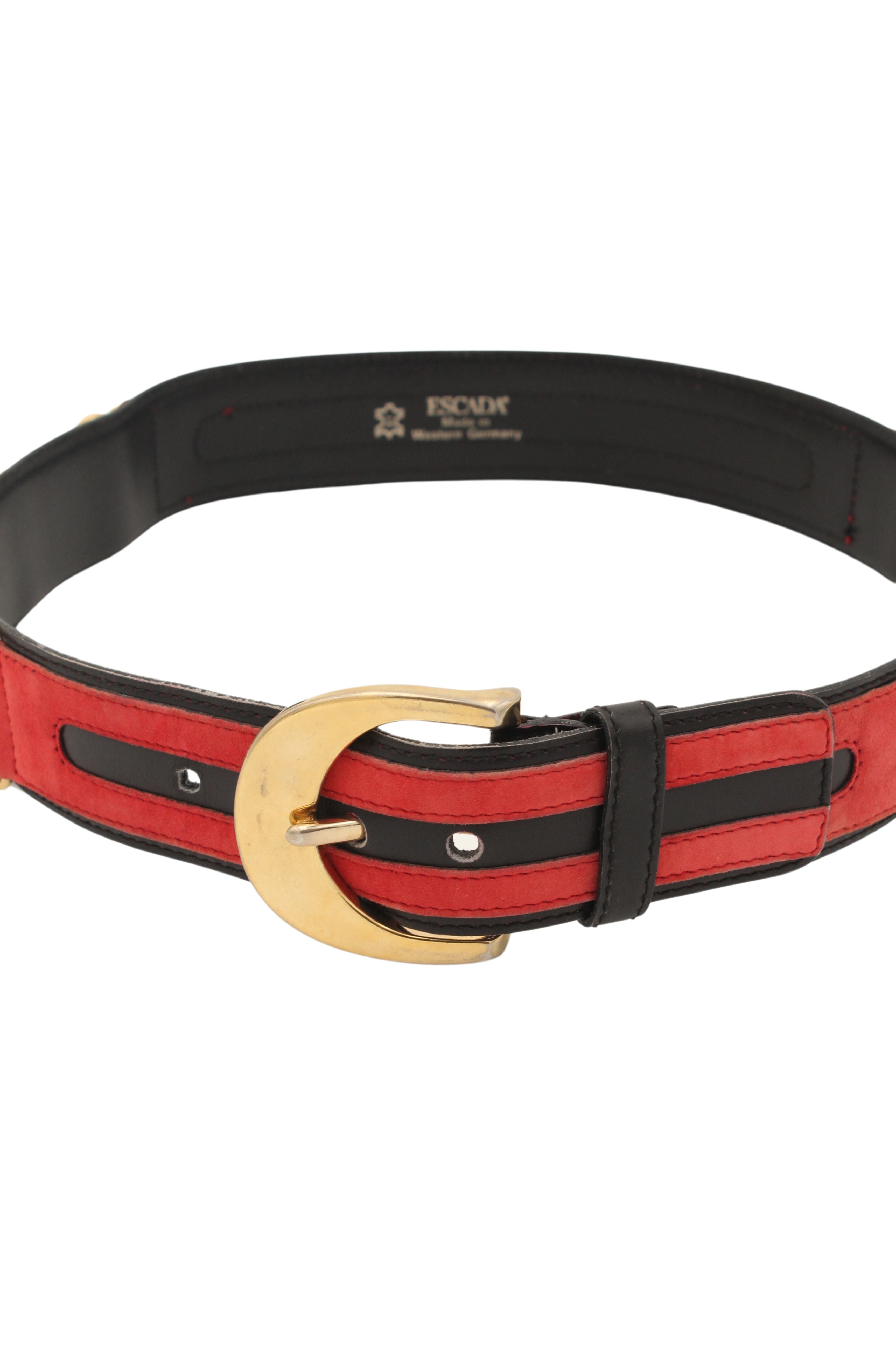 Escada <br> 80's leather & suede belt with gold detail