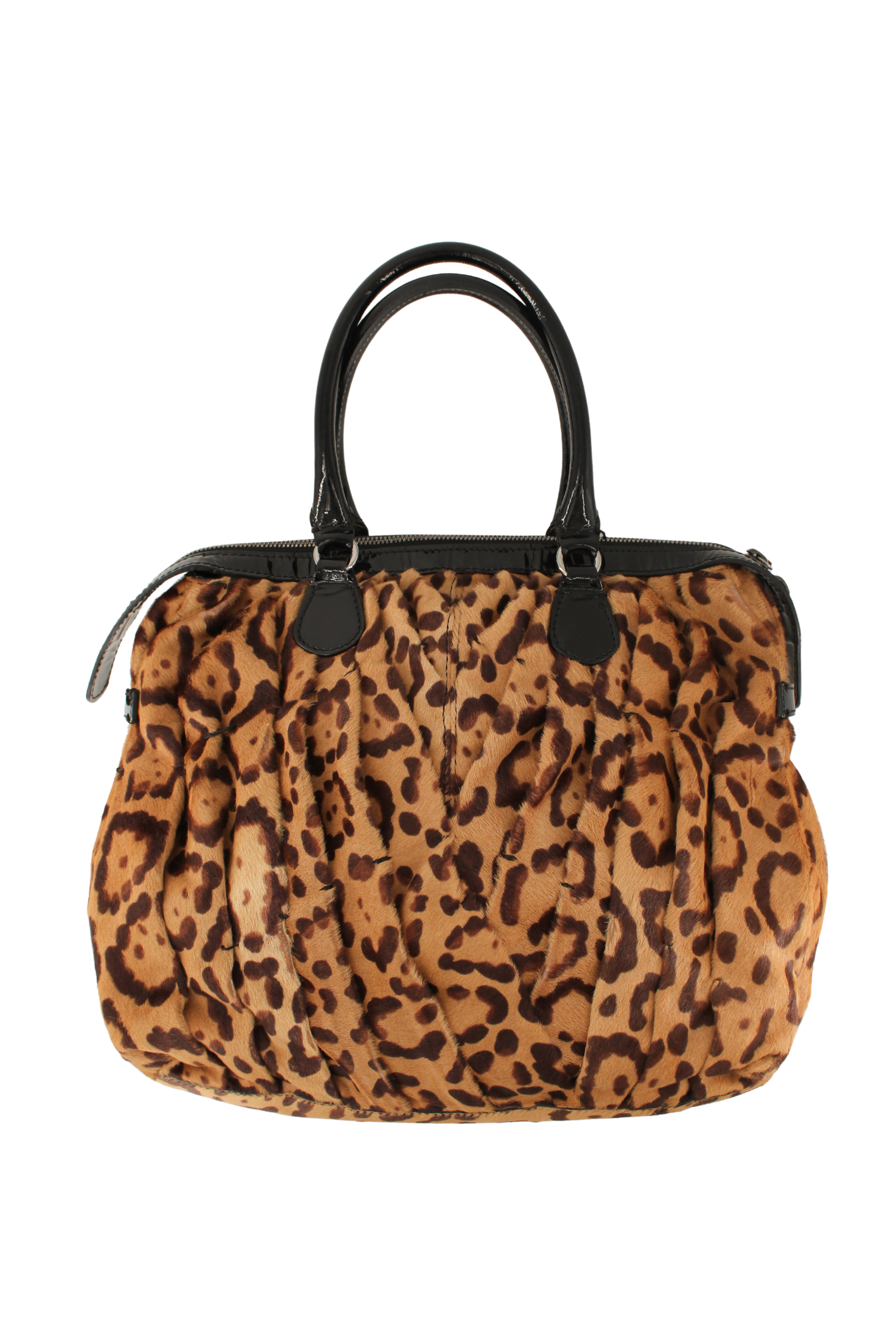 Valentino <br> 2000's leopard print pony hair top handle bag