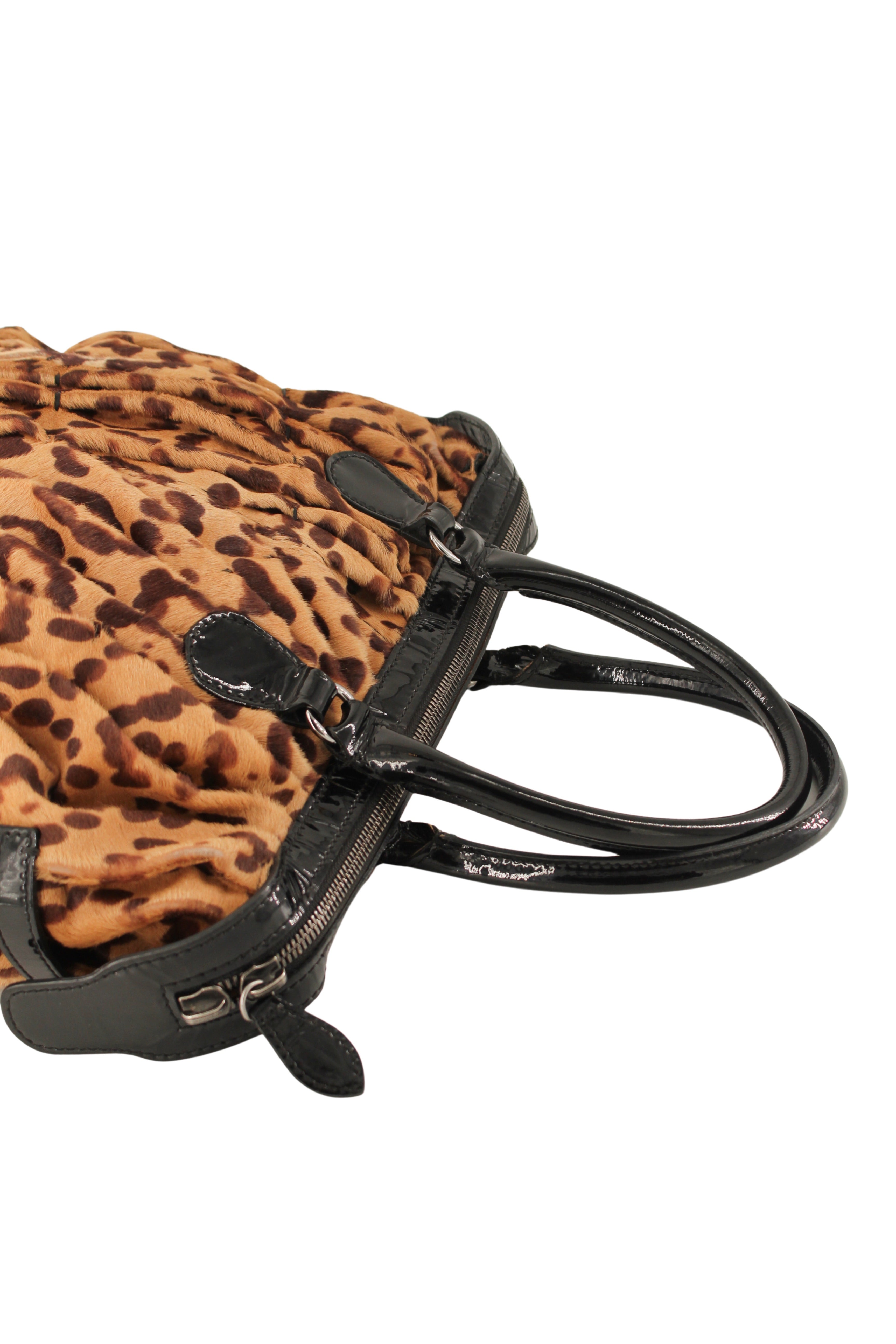 Valentino <br> 2000's leopard print pony hair top handle bag