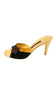 Bruno Magli Couture <br> 1980's suede mules with gold heels & rosette detail