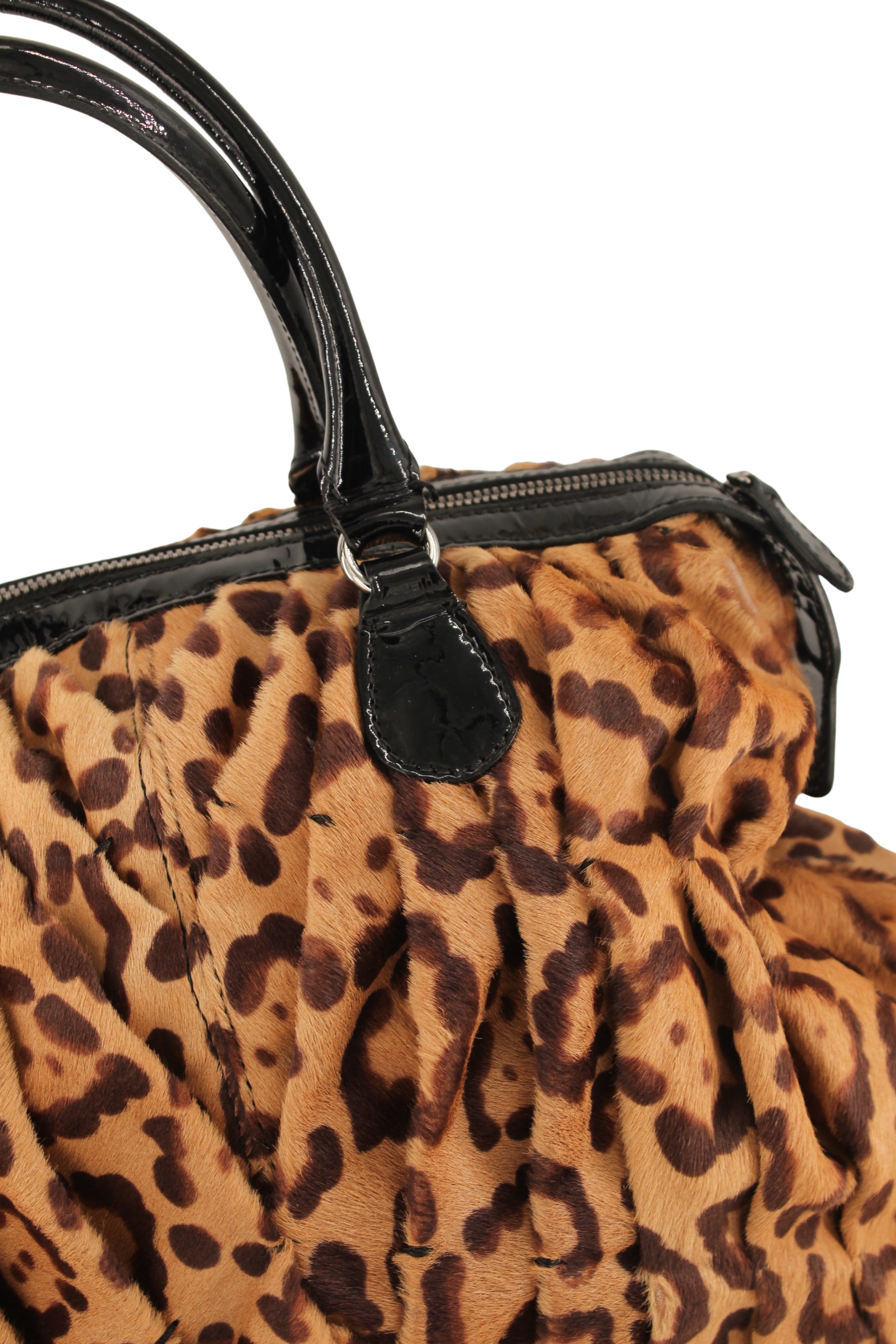 Valentino <br> 2000's leopard print pony hair top handle bag