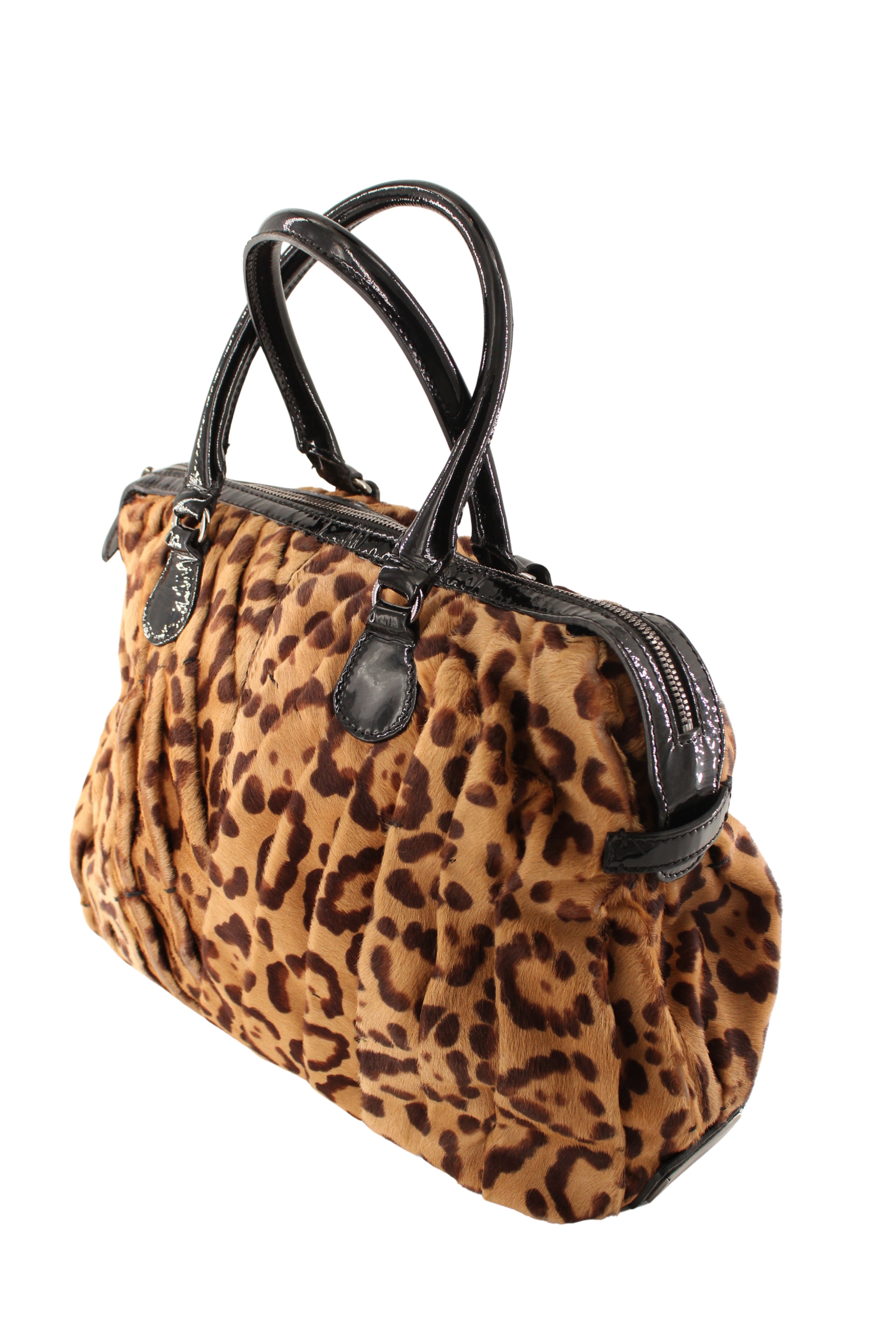 Valentino <br> 2000's leopard print pony hair top handle bag