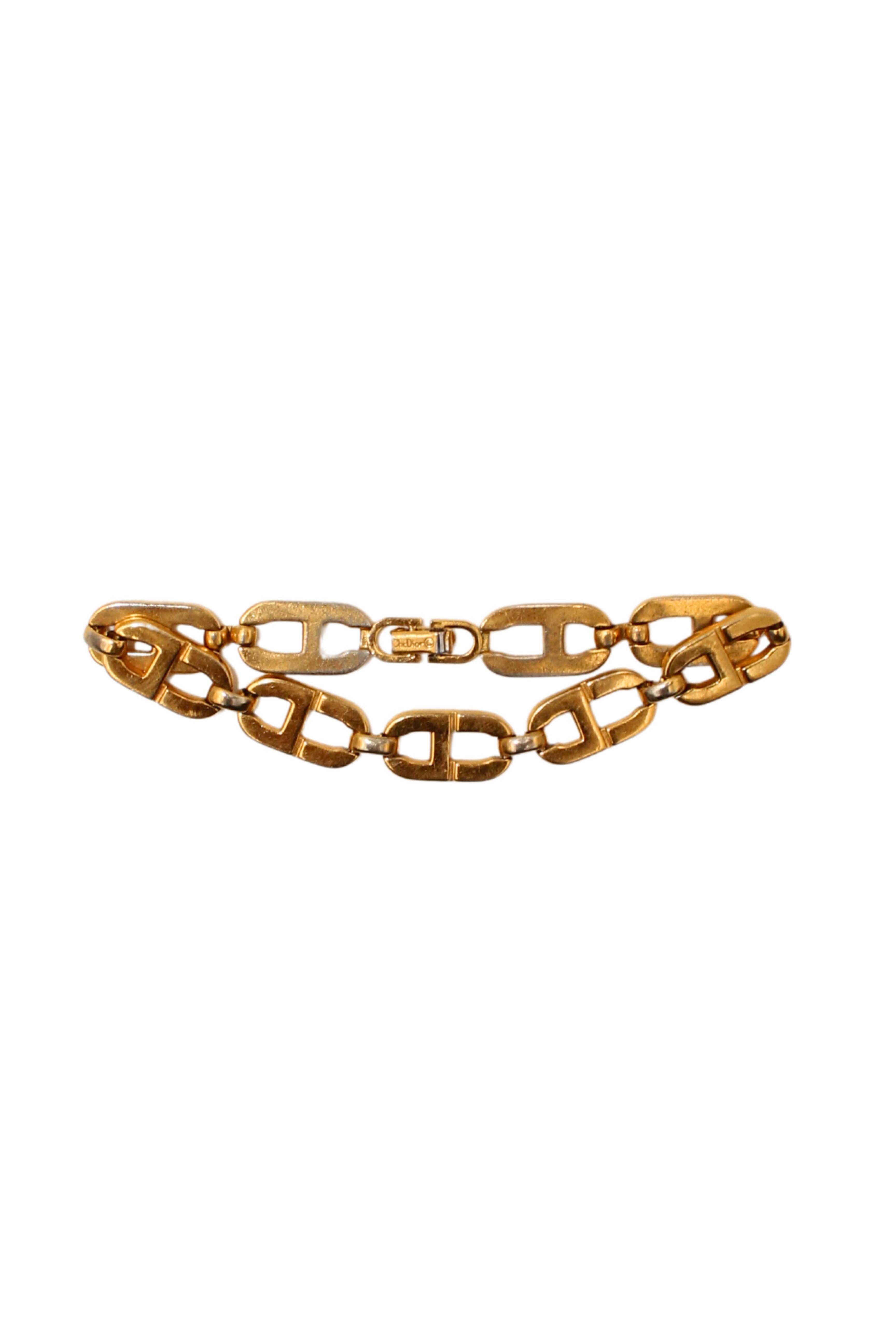 Christian Dior <br> 70's gold plated CD logo chain bracelet