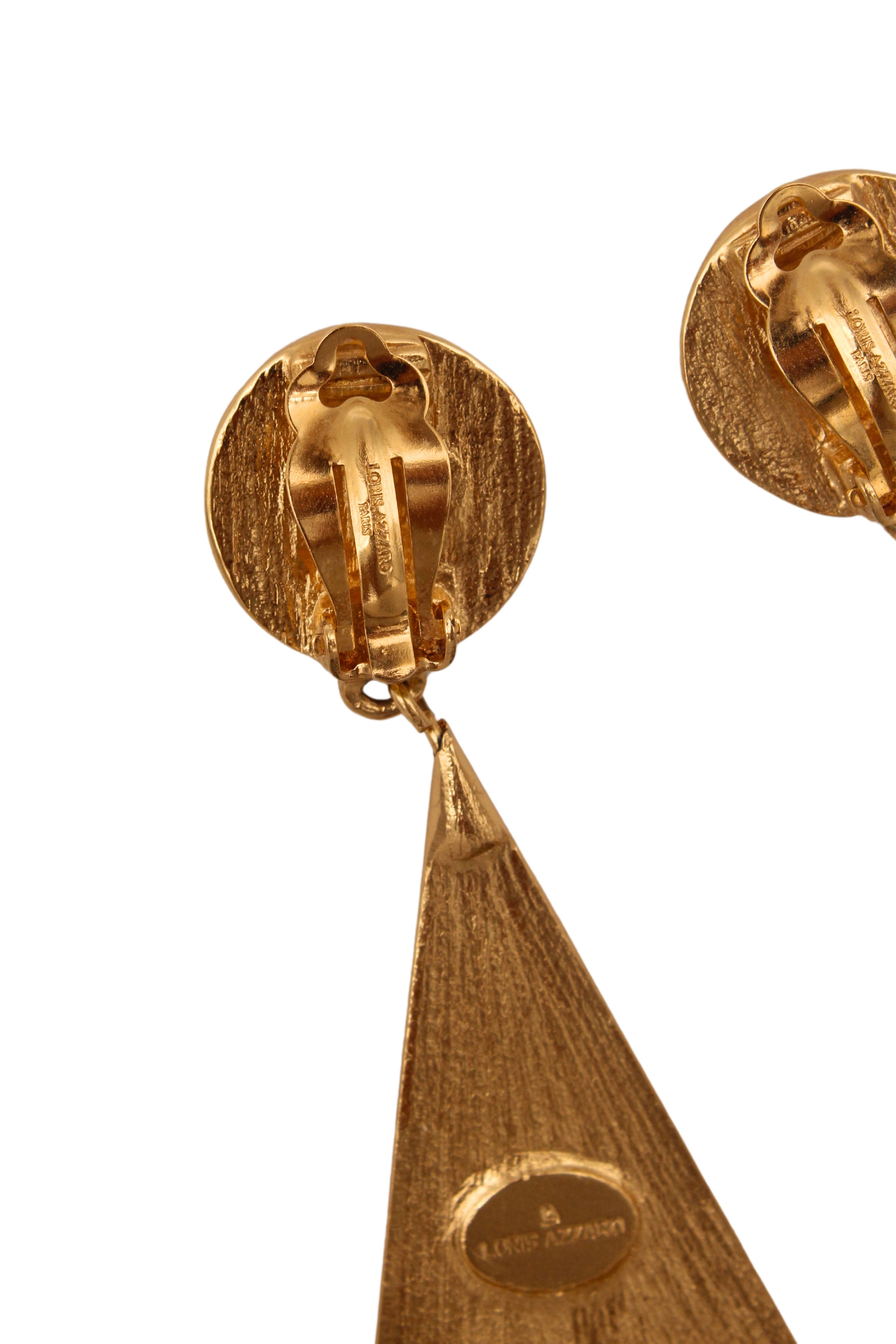 Loris Azzaro <br> 80's shoulder duster gold & pearl earrings