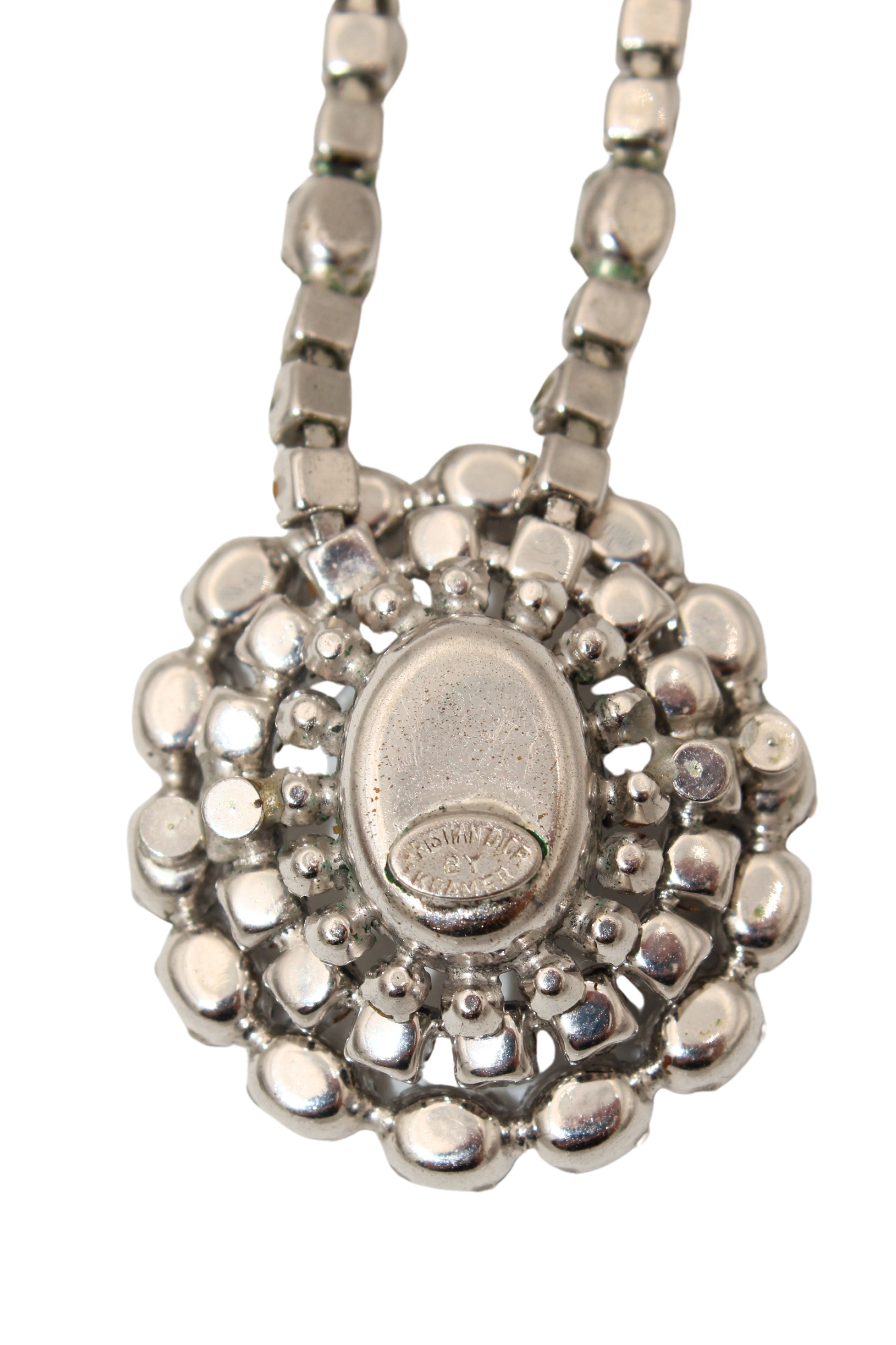 Christian Dior <br> 1950's Kramer rhodium plated crystal necklace