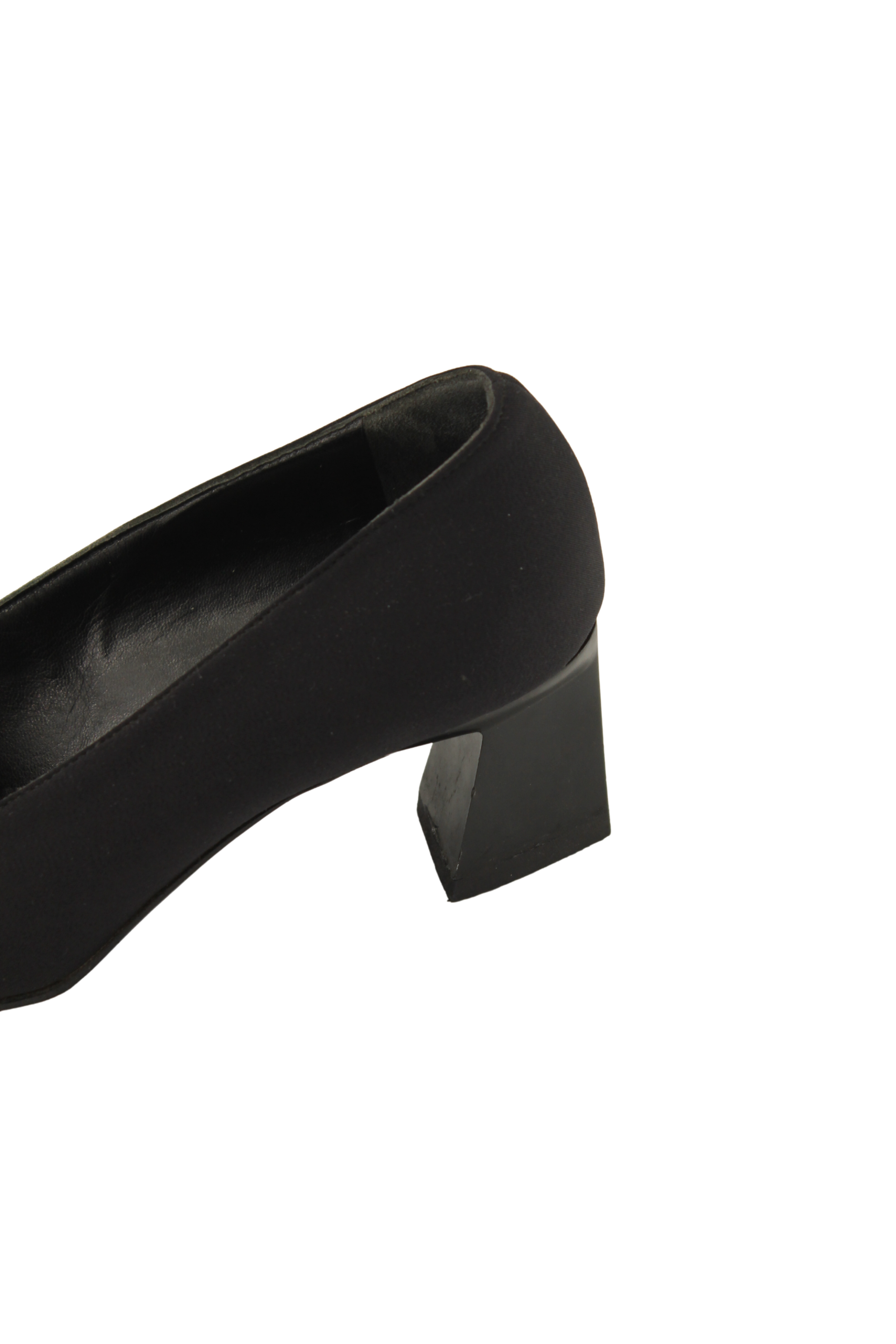 Prada <br> 90's square toe logo sculptural heel pumps