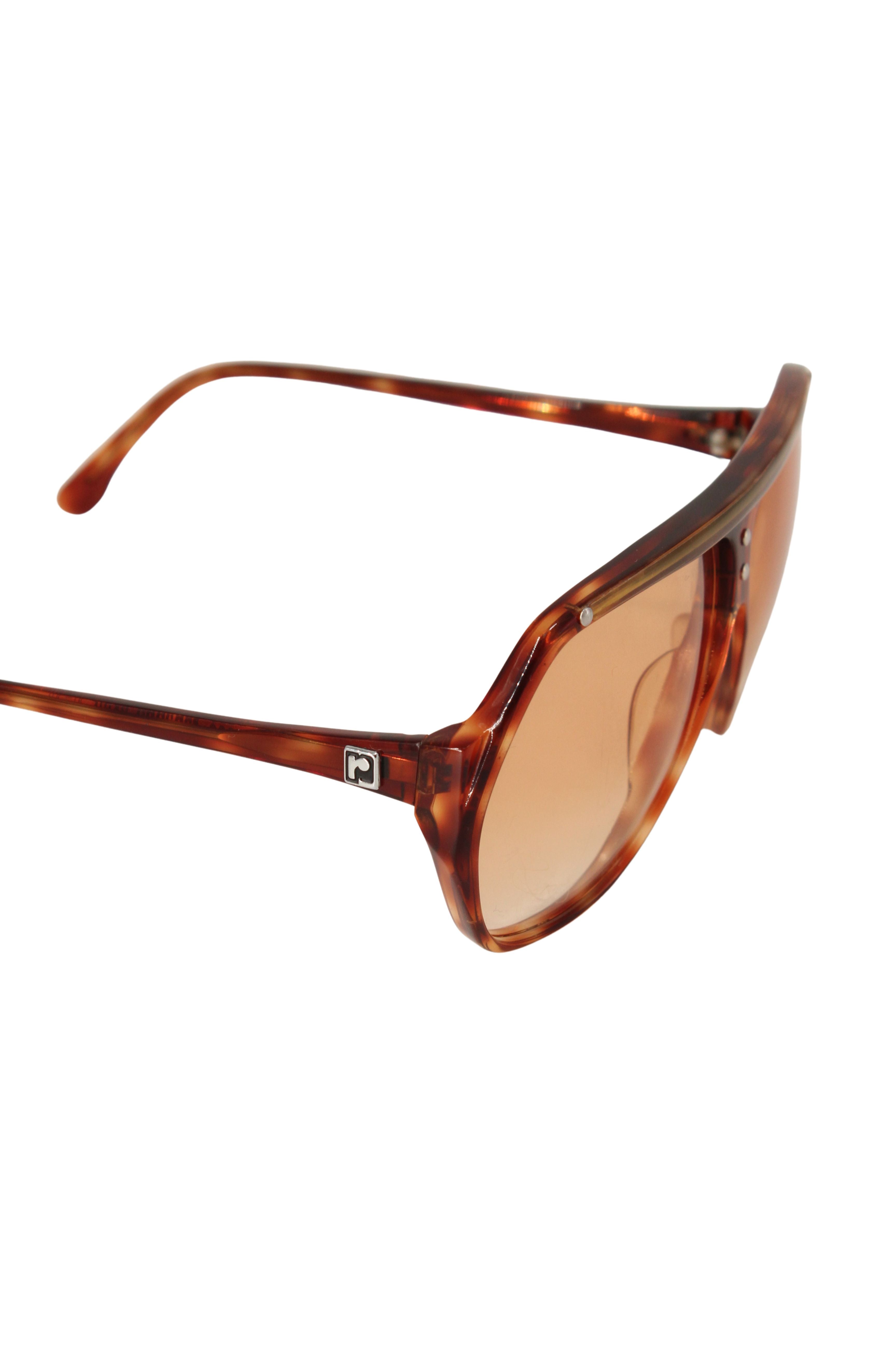 Paco Rabanne <br> 70's aviator tortoiseshell amber lense sunglasses