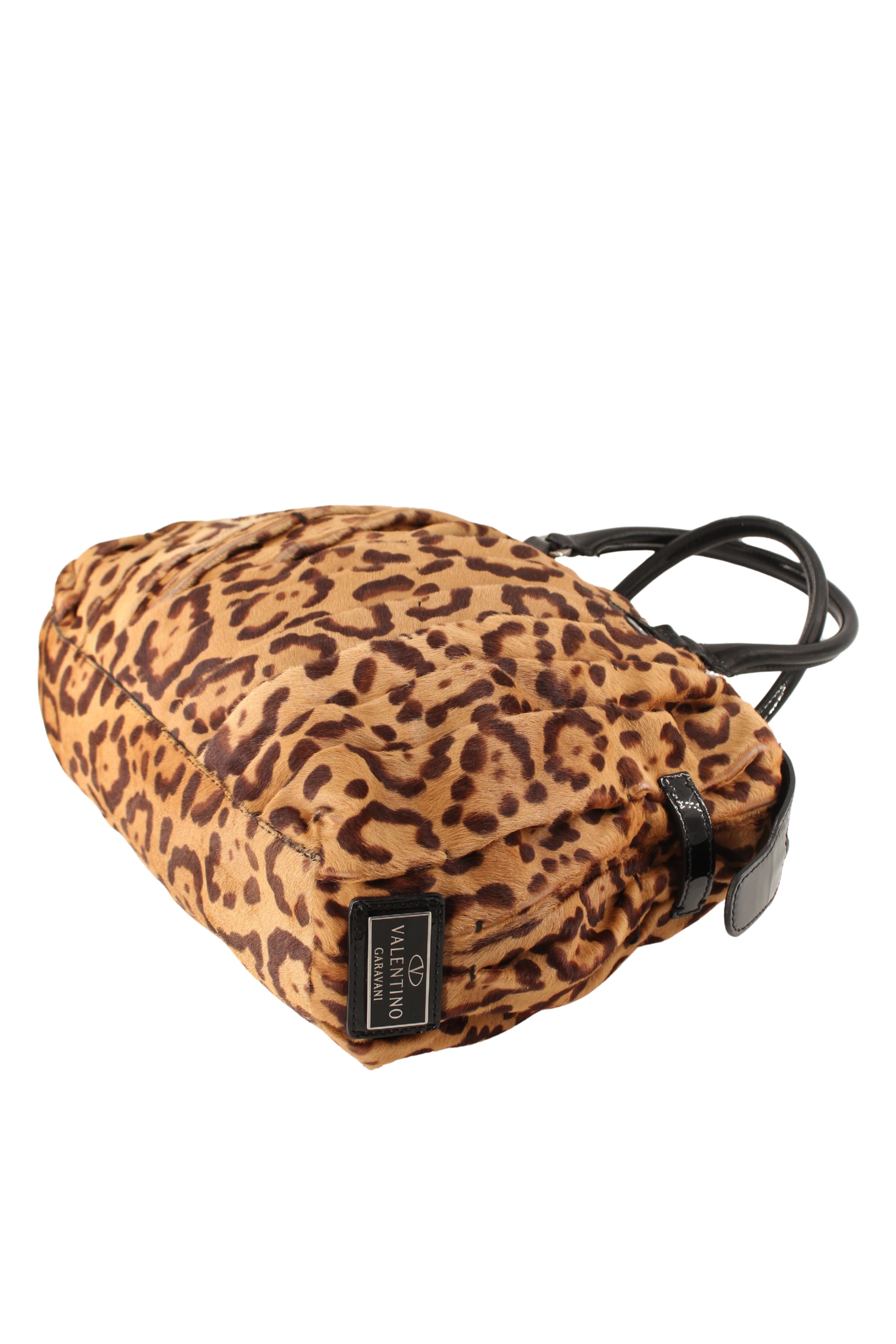 Valentino <br> 2000's leopard print pony hair top handle bag