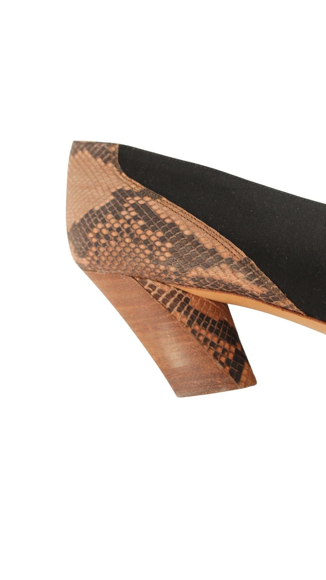 Charles Jourdan <br> 1980's deadstock satin & snakeskin sculptural heel pumps