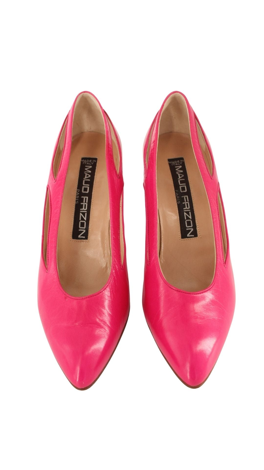 Maud Frizon <br> 1980's deadstock pink leather pumps with cut-out details