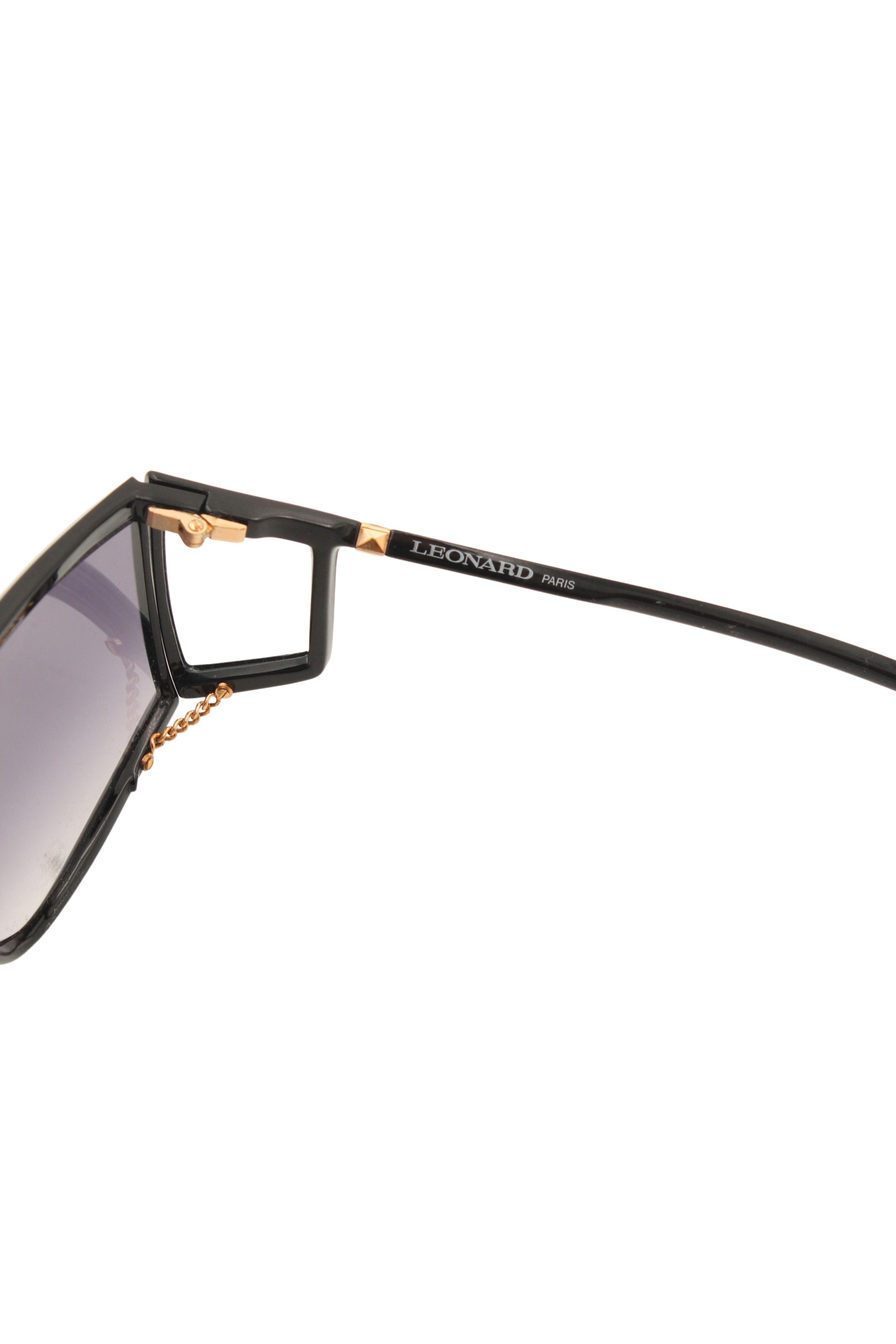 Leonard Paris <br> 80's visor sunglasses with studs & cut-out arms