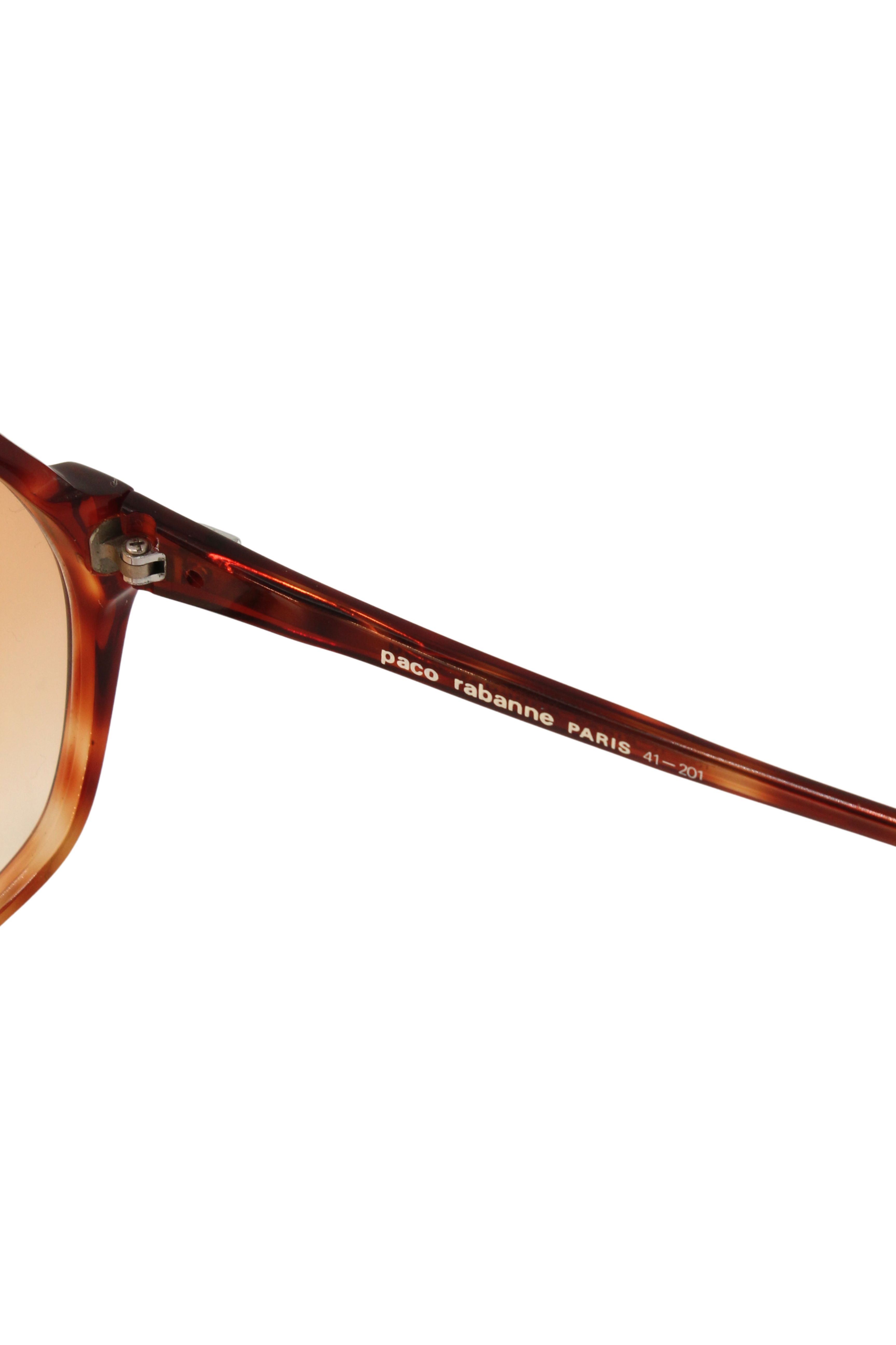 Paco Rabanne <br> 70's aviator tortoiseshell amber lense sunglasses
