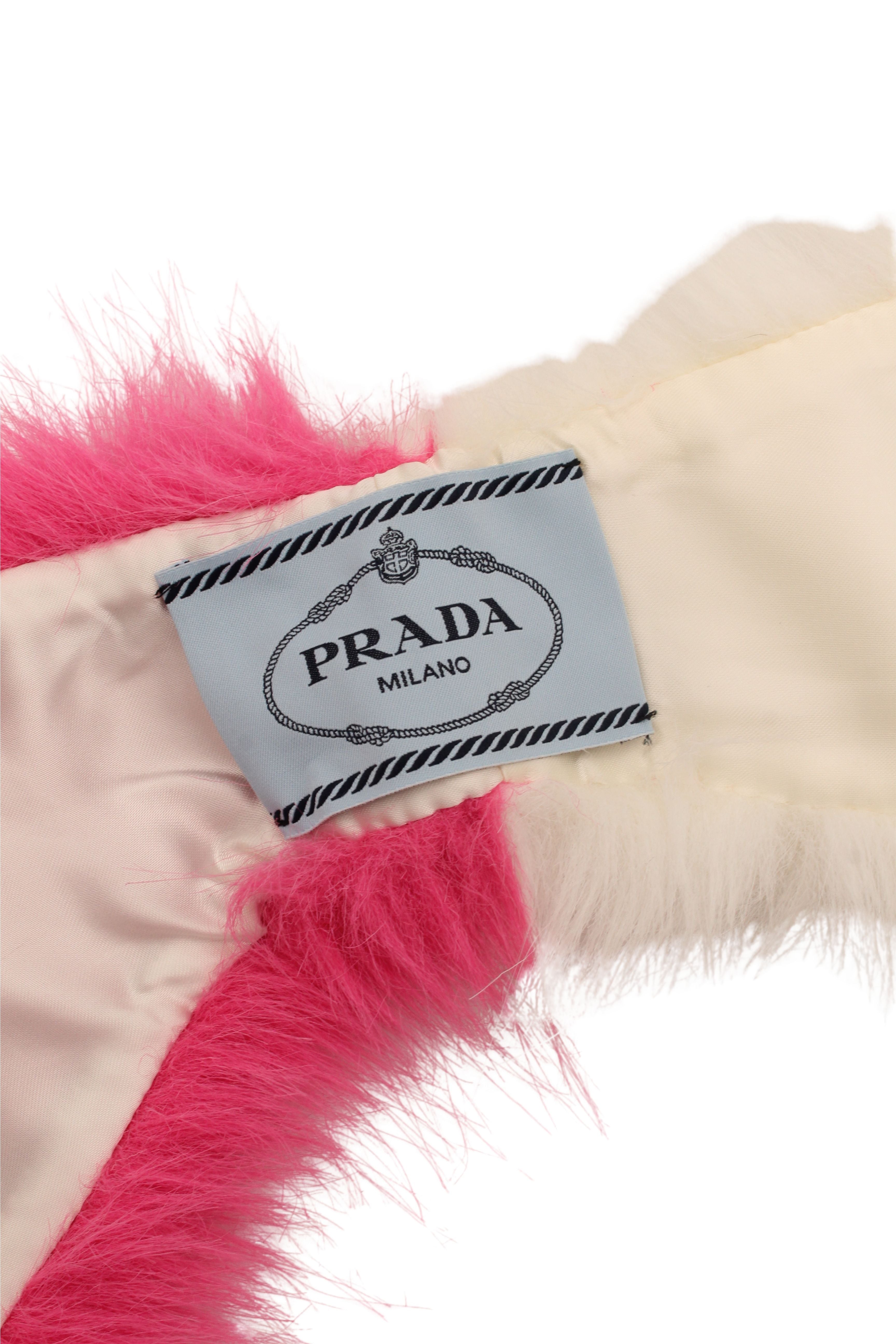 Prada <br> S/S 2011 pink & white faux fur scarf