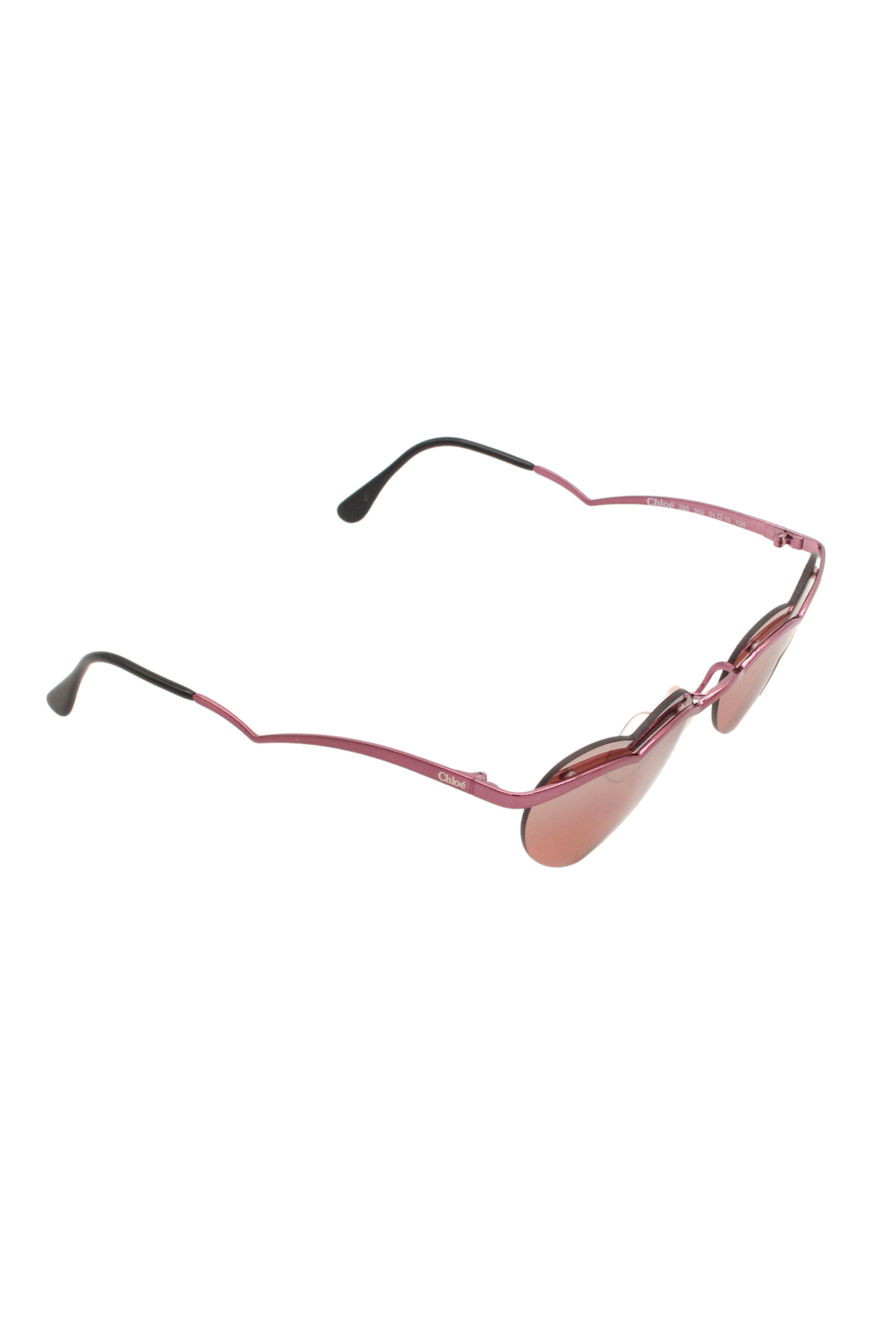 Chloe <br> 2000's deadstock metallic pink heart sunglasses