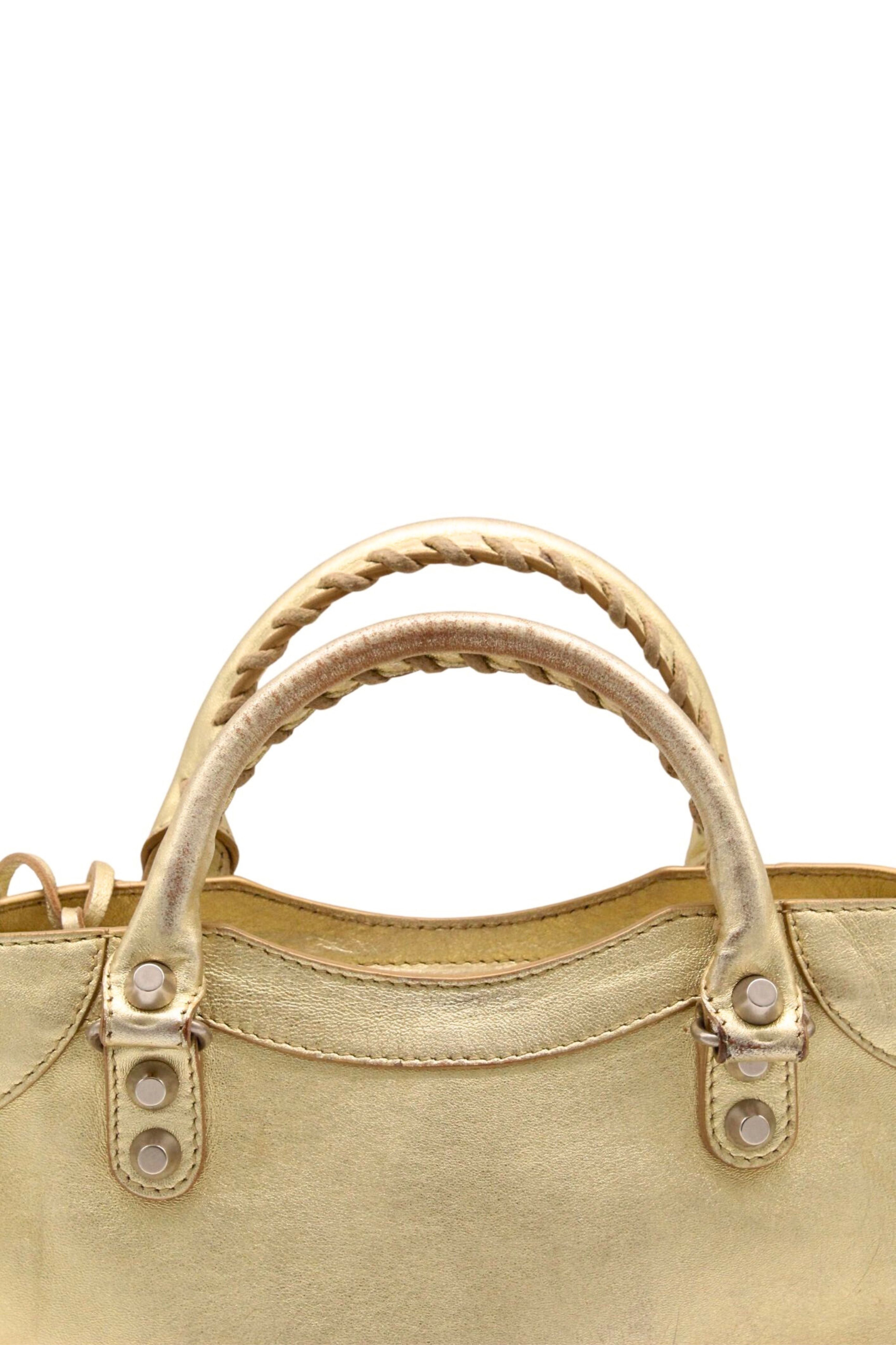 Balenciaga <br> 2000's metallic gold leather City Mini bag