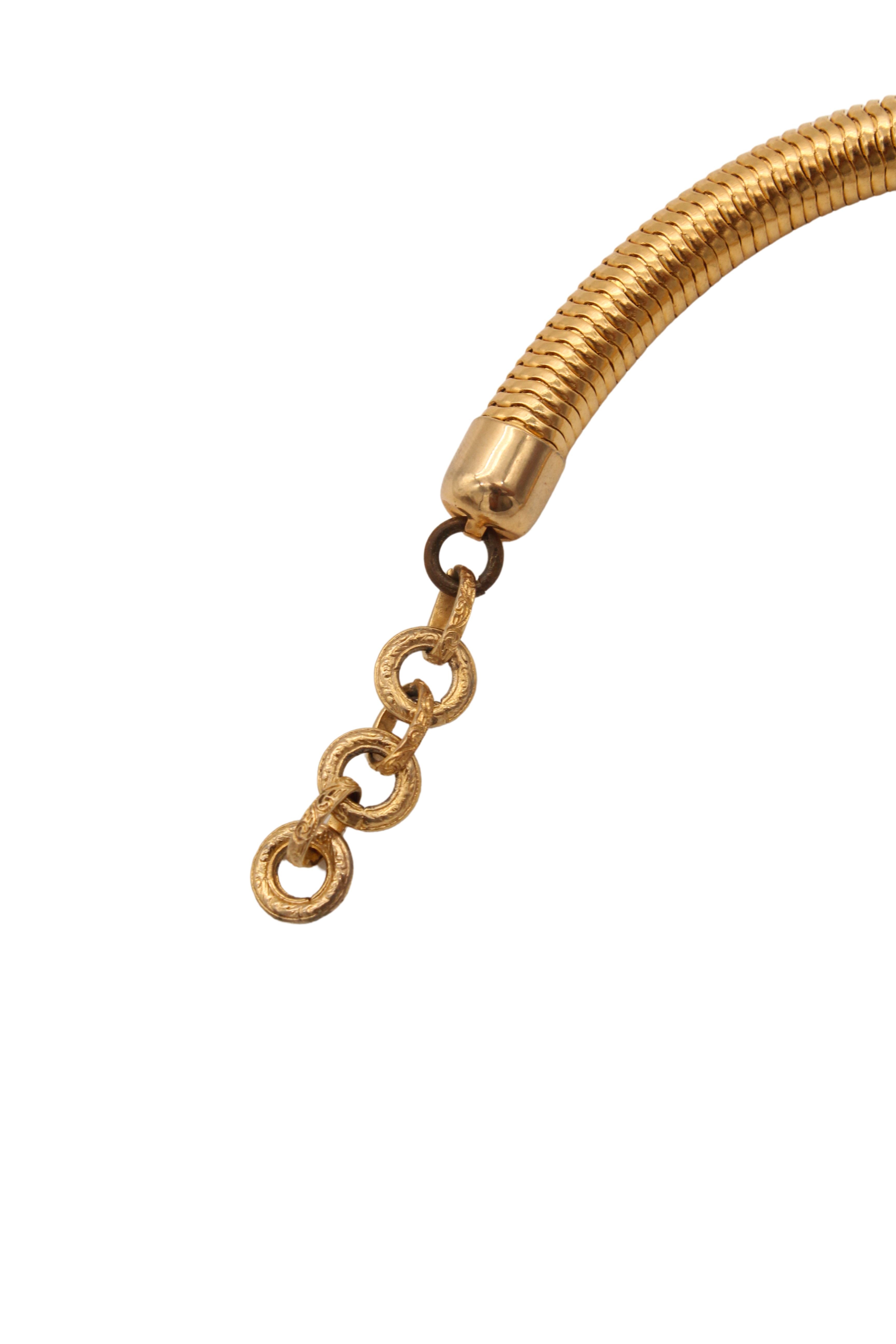 Yves Saint Laurent <br> 80's gold plated flexible snake chain necklace