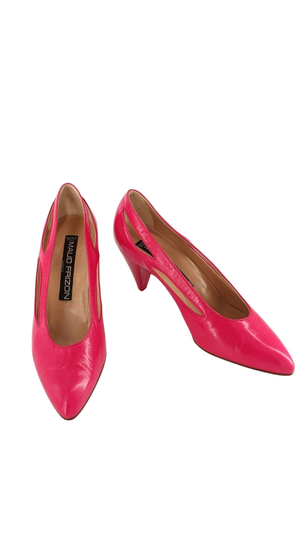 Maud Frizon <br> 1980's deadstock pink leather pumps with cut-out details