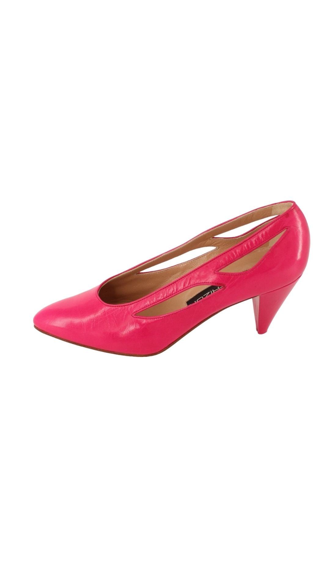 Maud Frizon <br> 1980's deadstock pink leather pumps with cut-out details