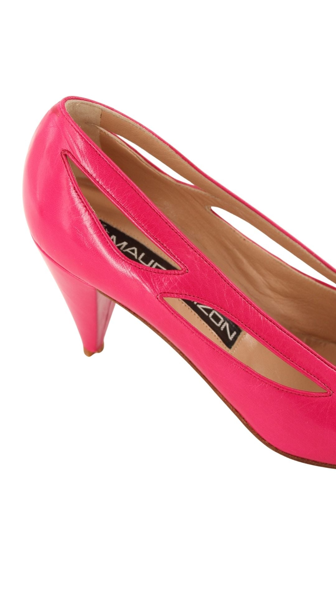 Maud Frizon <br> 1980's deadstock pink leather pumps with cut-out details